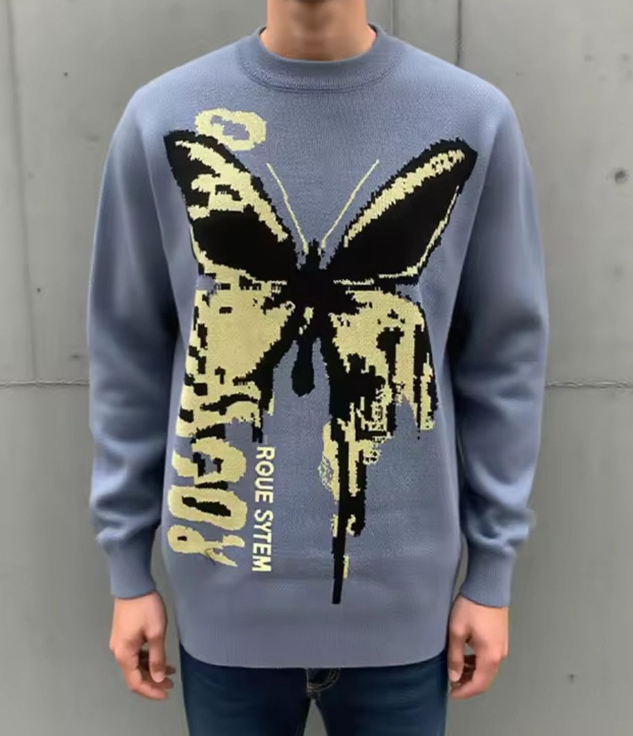 Japanese Brand Gothic Y2K Anime Butterfly Jacquard Pullover Knit Sweater Size US XL / EU 56 / 4 - 7 Thumbnail
