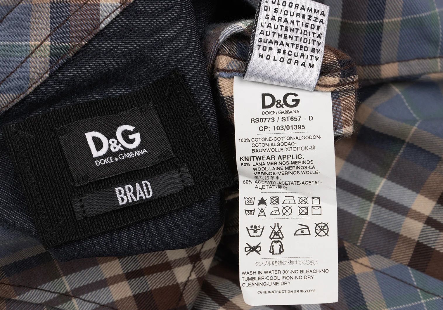 Dolce & Gabbana Multi Cotton Rib Check Western Yoke Shirt Size M Size US M / EU 48-50 / 2 - 15 Thumbnail