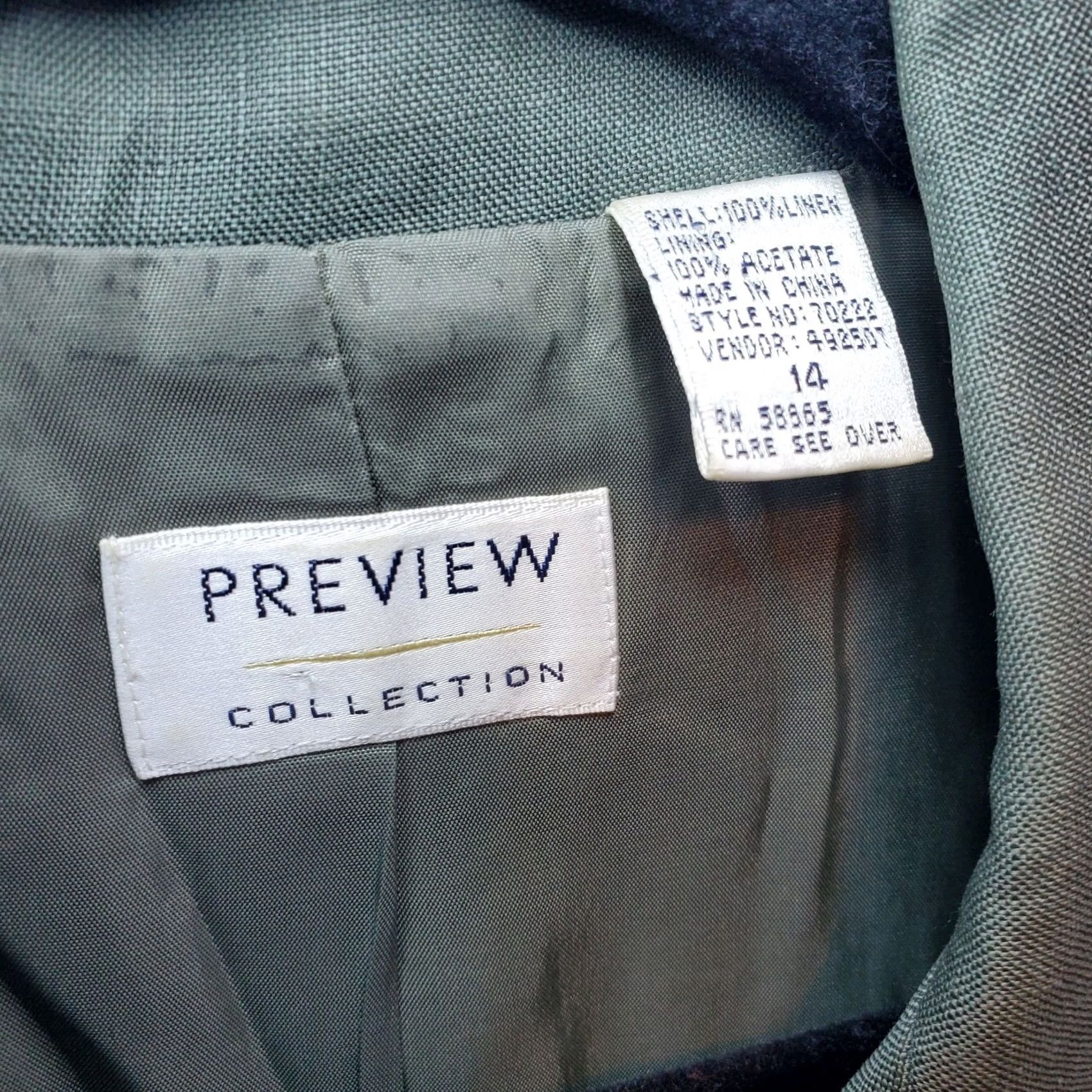 Vintage VINTAGE Preview Collection Blazer Womens 14 Green Vtg Linen Button Front Summer Size XL / US 12-14 / IT 48-50 - 4 Thumbnail