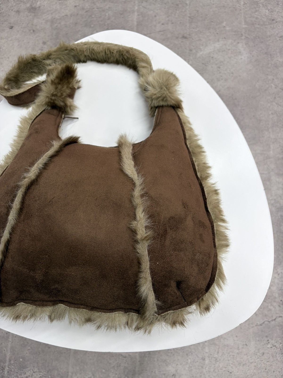 If Six Was Nine Vintage Shearling Fur Leather Shoulder Bag Y2K Boho Suede Size ONE SIZE - 8 Thumbnail