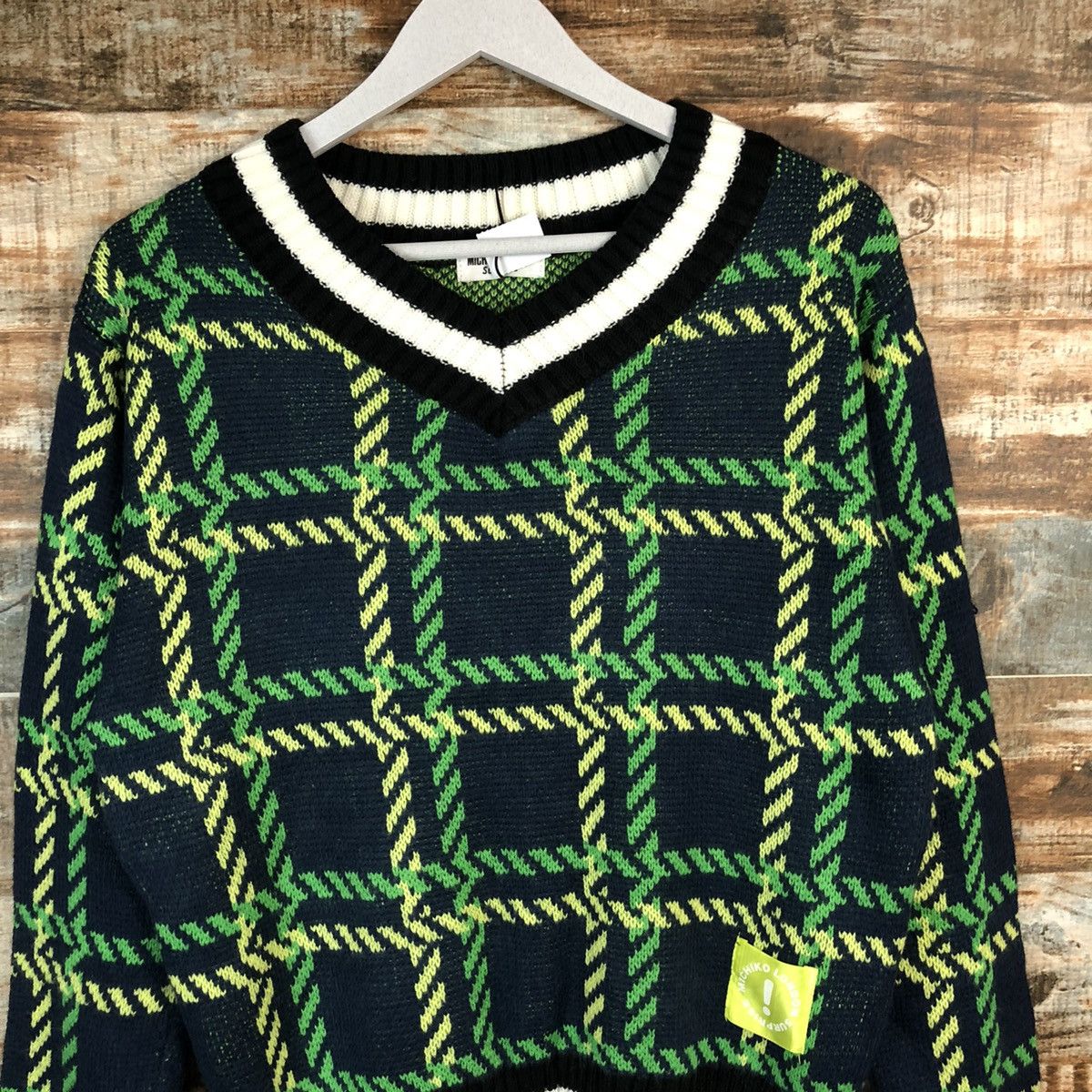 Homespun Knitwear × Michiko Koshino London Michiko London suprise Green checkered Knitwear #A1719 Size M / US 6-8 / IT 42-44 - 5 Thumbnail