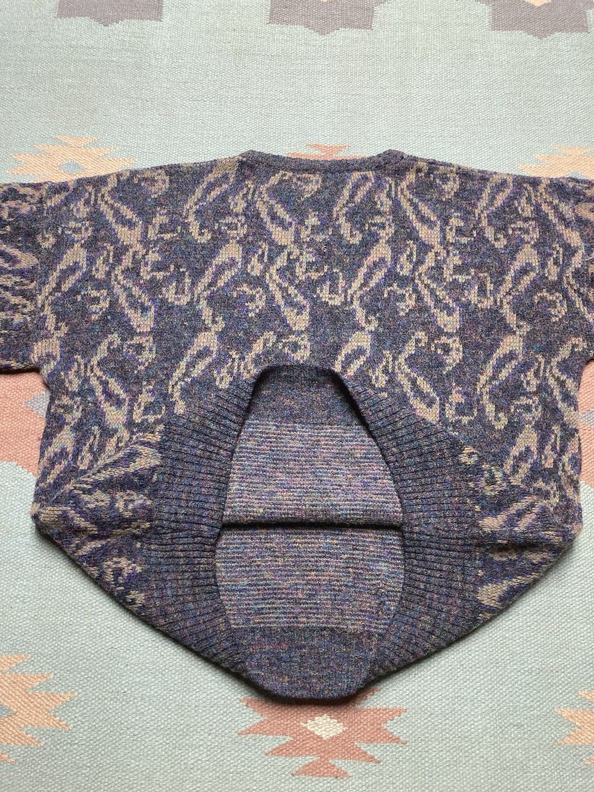 Vintage VTG 80s knit sweater acrylic tri blend paisley psychedelic L Size US L / EU 52-54 / 3 - 5 Thumbnail