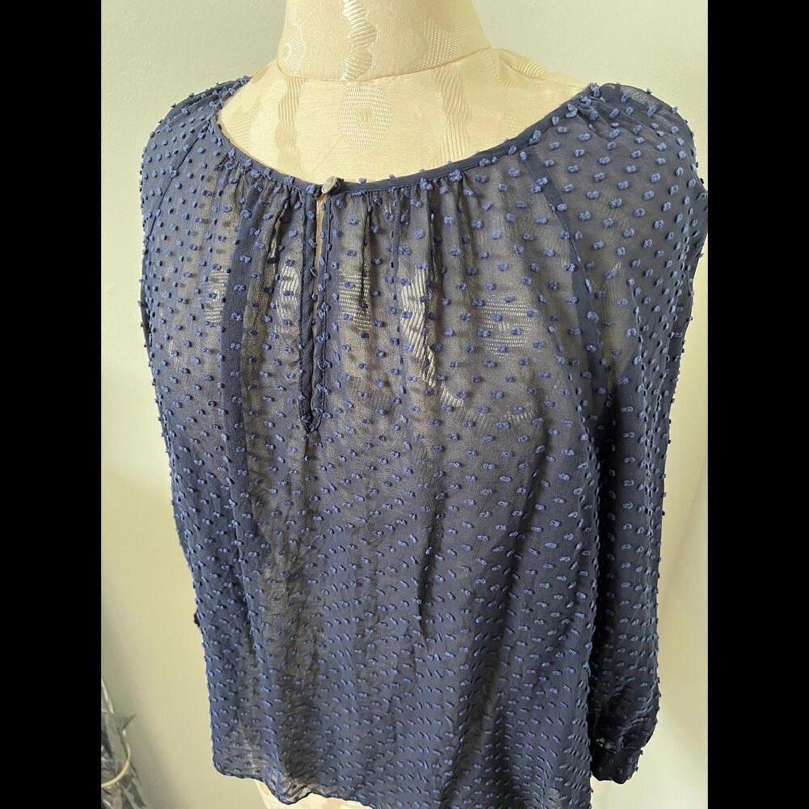 J.Crew J.Crew Swiss Dot Long Sleeve Sheer Blouse Size 4 Size S / US 4 / IT 40 - 2 Thumbnail