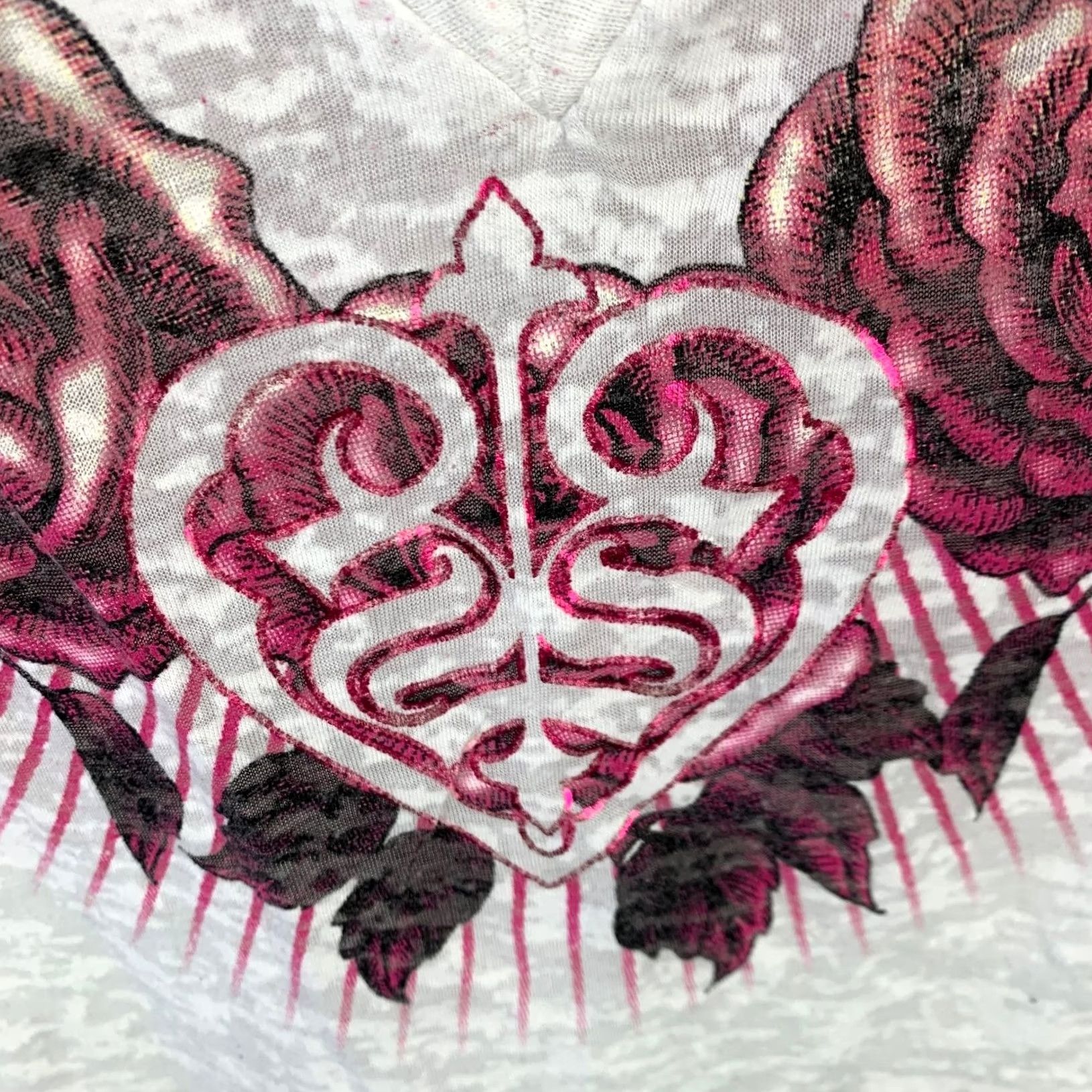 Affliction Sinful Y2K Womens Shirt M Burnout Roses Birds Graphic Grunge White Cotton Blend Size M / US 6-8 / IT 42-44 - 4 Thumbnail