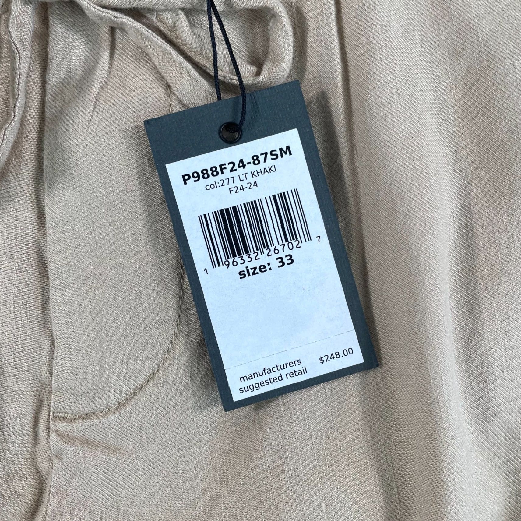 John Varvatos John Varvatos Campos Pants Men 33x32 Khaki Linen Blend Relaxed Fit NWT Beige Solid 90s USA Mens Size US 33 - 5 Thumbnail