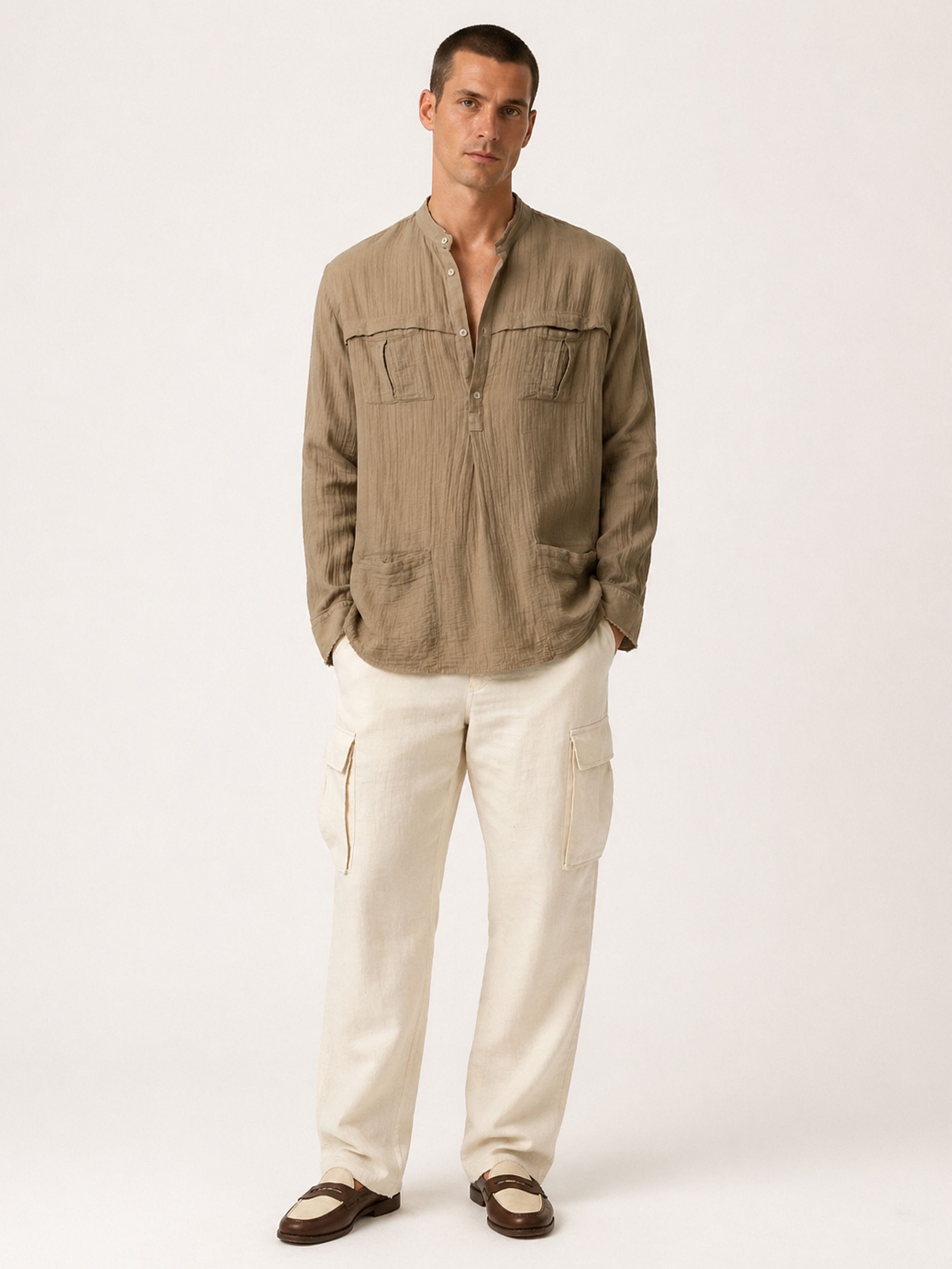 Balmain Archival Crinkled Cotton Safari Tunic Size US M / EU 48-50 / 2 - 11 Thumbnail