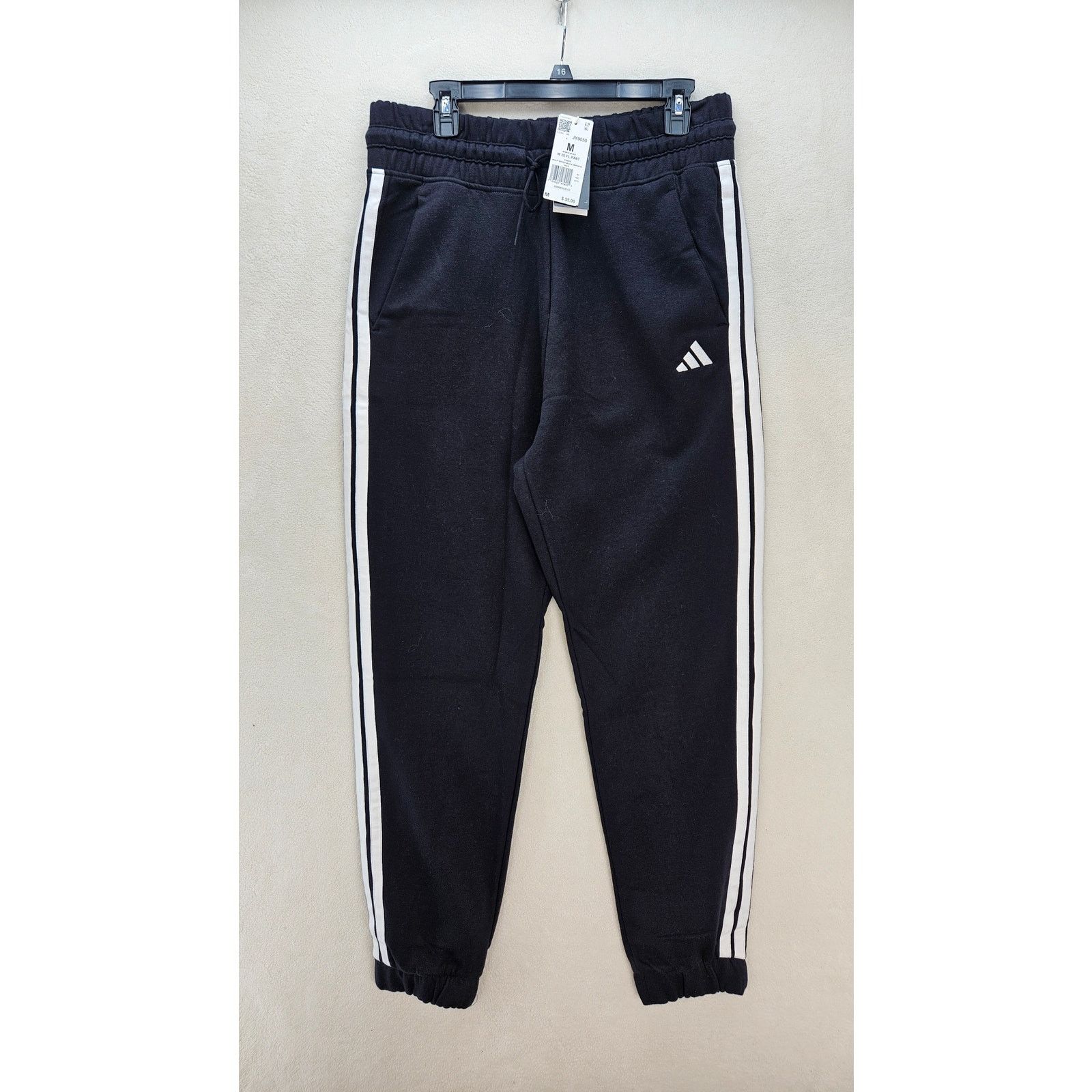 Adidas ADIDAS WOMEN'S MEDIUM BLACK 3 STRIPE FLEECE JOGGER PANTS BLK Size 33" - 1 Thumbnail