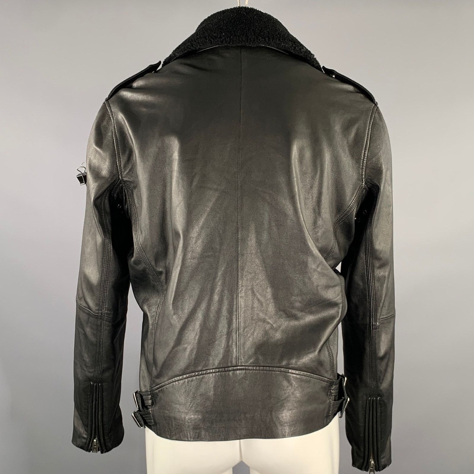 Iro IRO Size M Black Leather Shearing Lapel Motorcycle Jacket Size US M / EU 48-50 / 2 - 5 Thumbnail