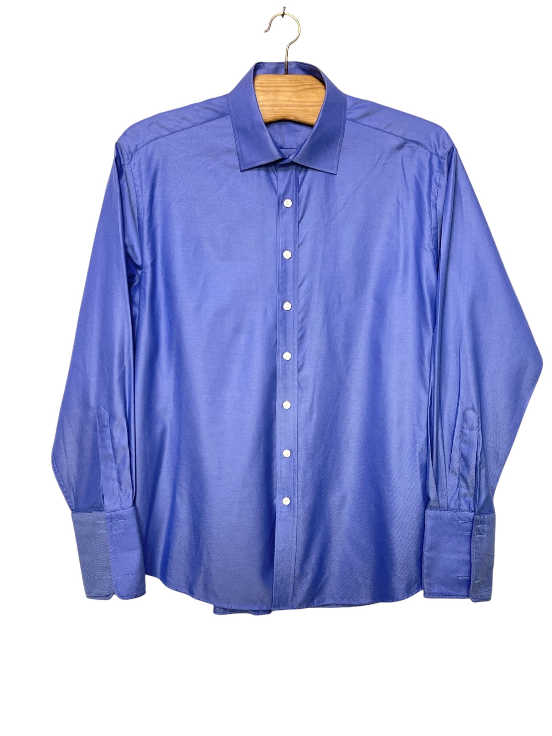 Balmain 🔥Balmain double cuff shirt metallic blue color size xl Size US XL / EU 56 / 4 - 1 Thumbnail