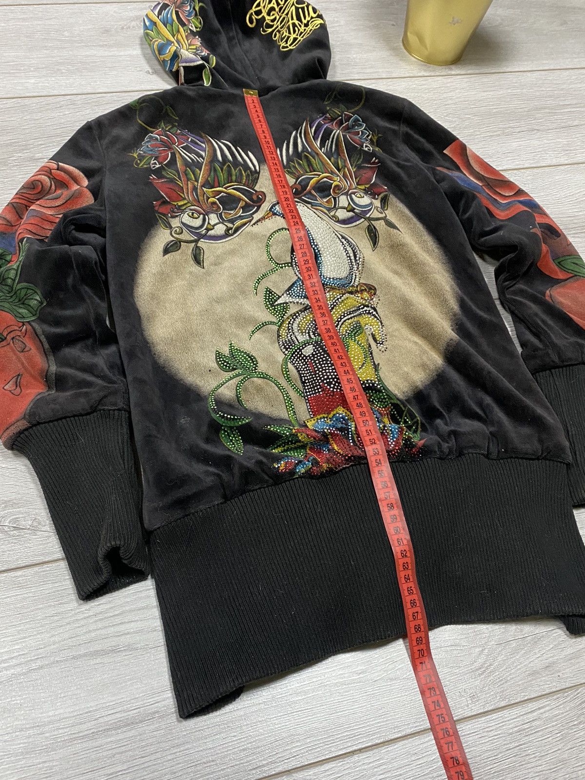 Ed Hardy Christian Audigier 🌹 velour all over print hoodie zip fleece Size M / US 6-8 / IT 42-44 - 12 Thumbnail