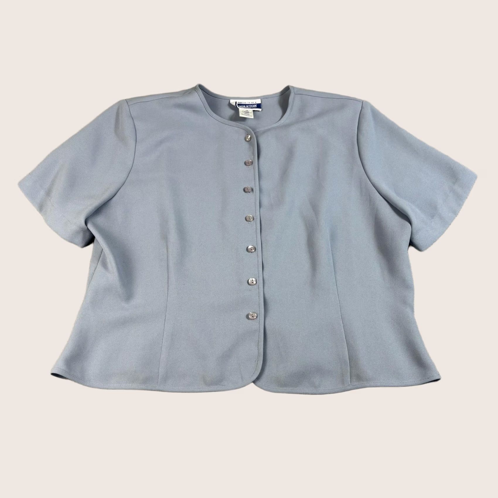Pendleton VINTAGE Pendleton Shirt Women 16 Petite Blue Button Short Sleeve Hong Kong 90s Size XXL / US 16-18 / IT 52-54 - 1 Thumbnail