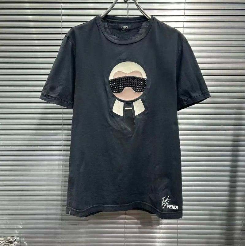 Fendi FENDI Black Short Sleeve Men's T-Shirt 0089 Size US L / EU 52-54 / 3 - 1 Thumbnail