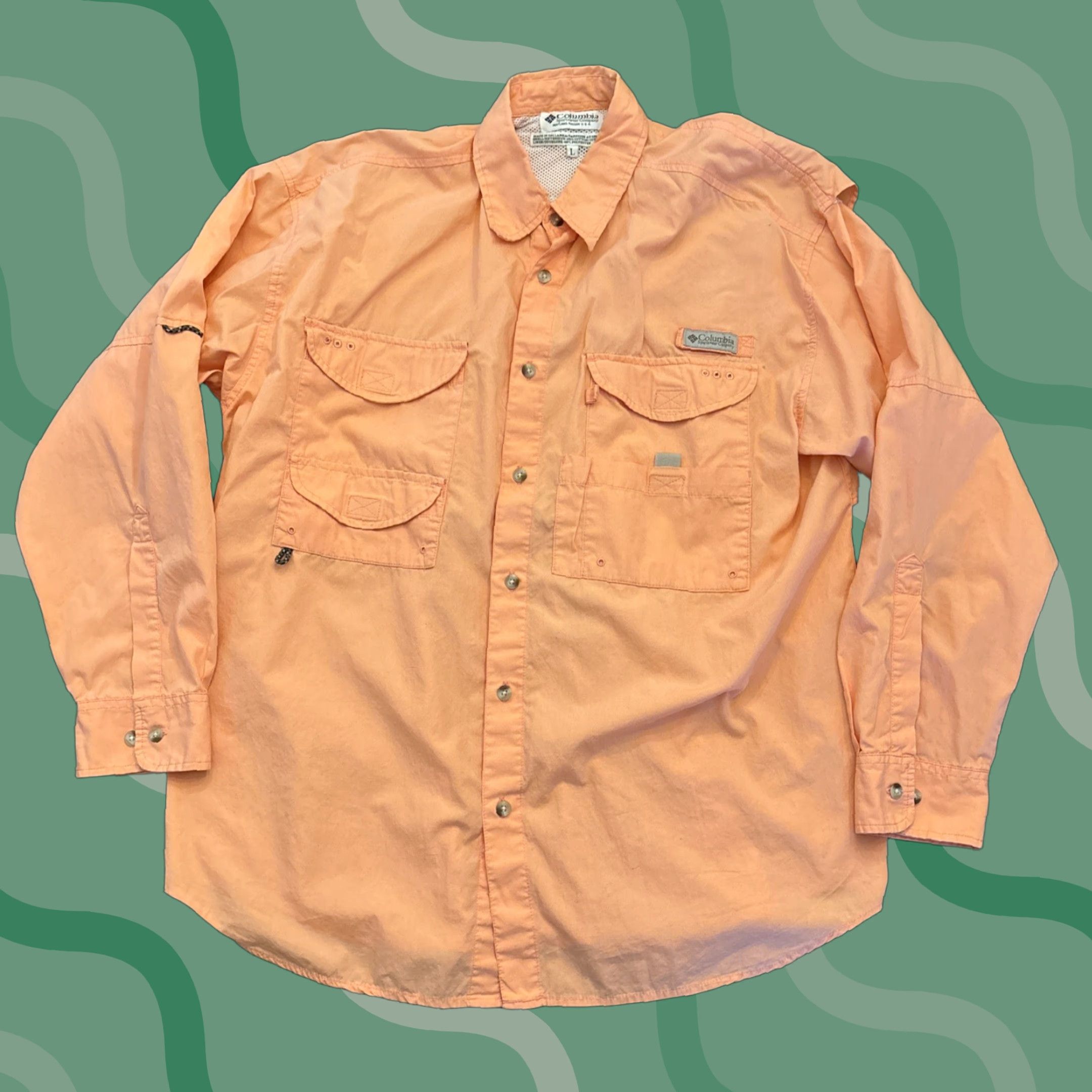 Vintage Columbia PFG Shirt Men Large Peach/Salmon Performance Fishing Vented Sportsmen Size US L / EU 52-54 / 3 - 1 Thumbnail