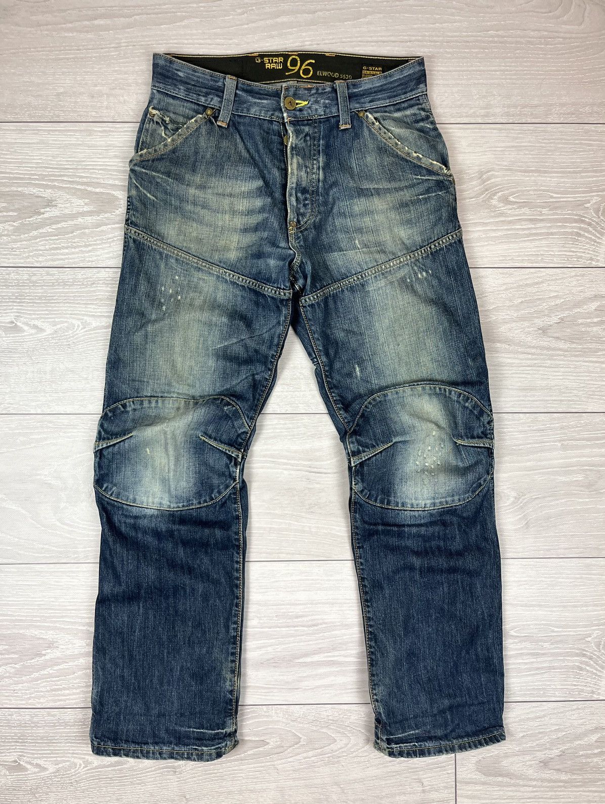 G-Star G Star Raw Elwood Denim Loose Fit Washed Distressed Pants Size US 31 - 1 Thumbnail