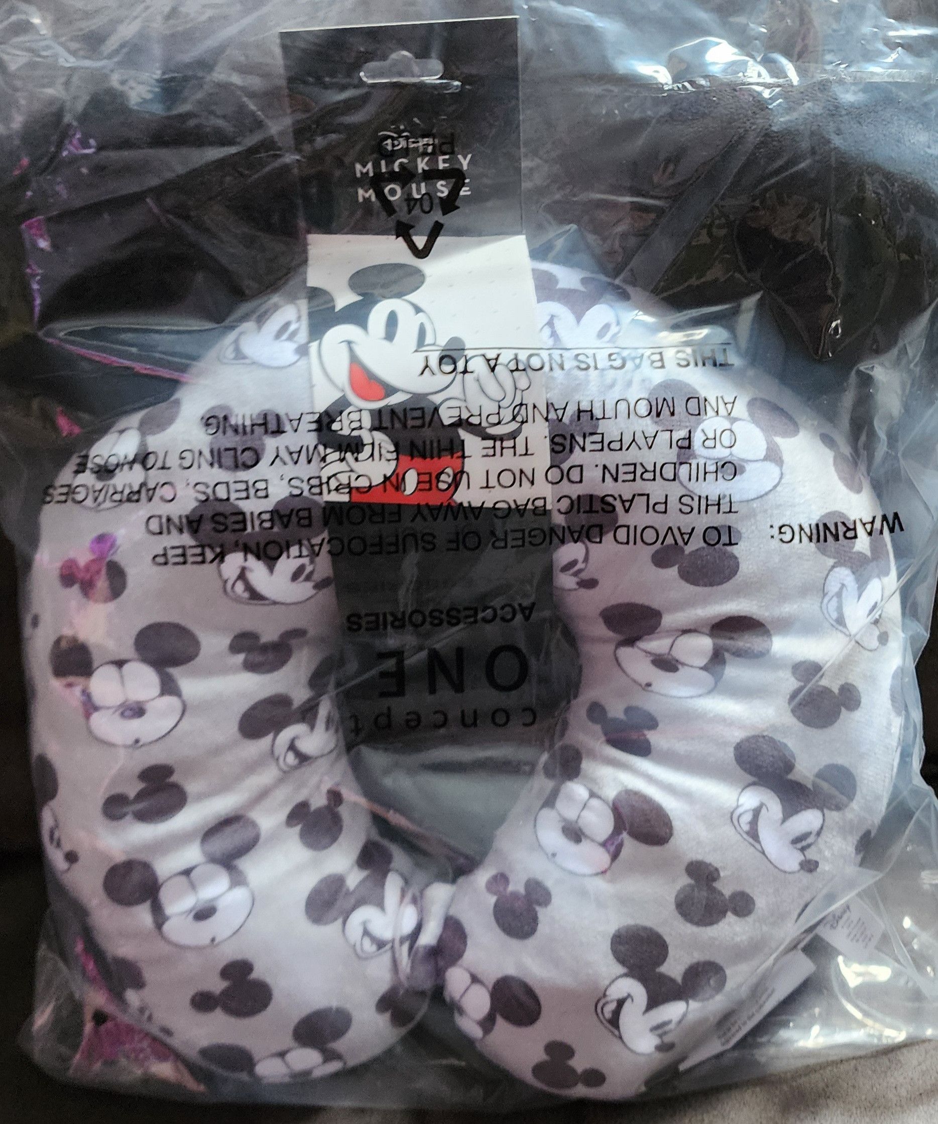 Disney NWT Disney Mickey Mouse Faces & Icons Neck Pillow Ears Gray Size ONE SIZE - 1 Thumbnail