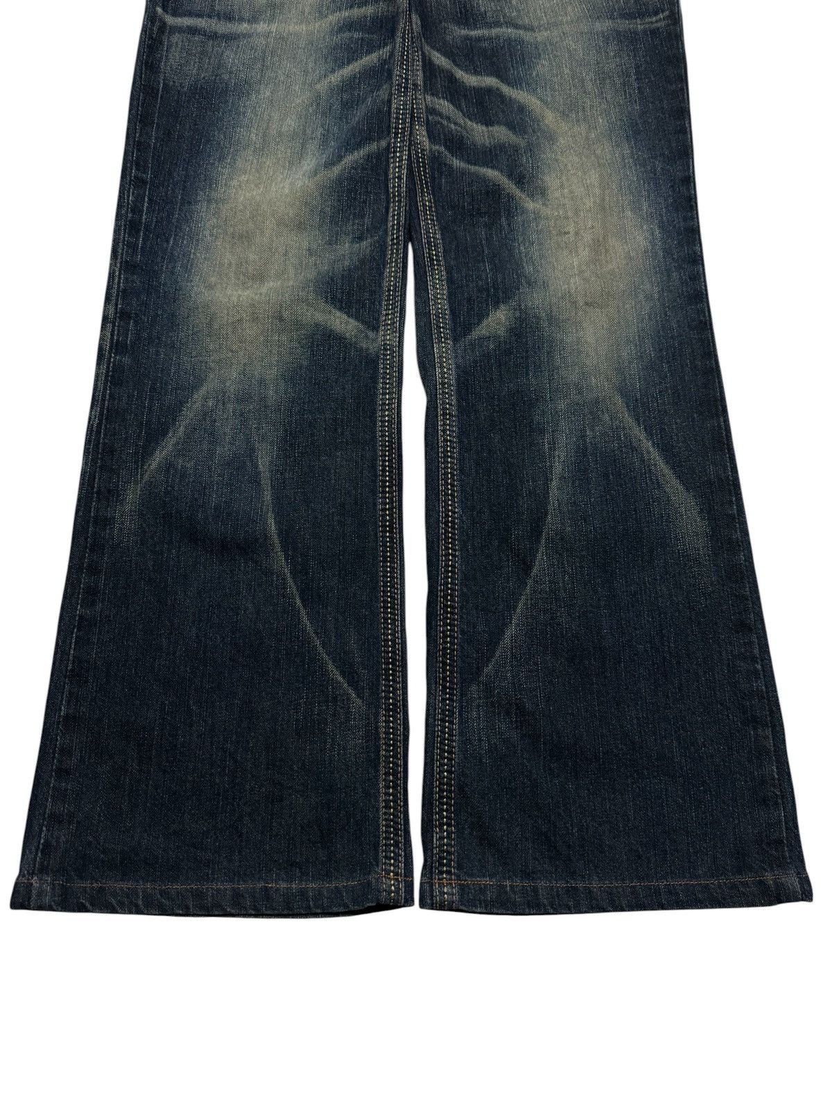 Edwin ⚡️FLARED⚡️VINTAGE EDWIN WHISKER SICK WATER SPLASHING DENIM Size US 31 - 6 Thumbnail