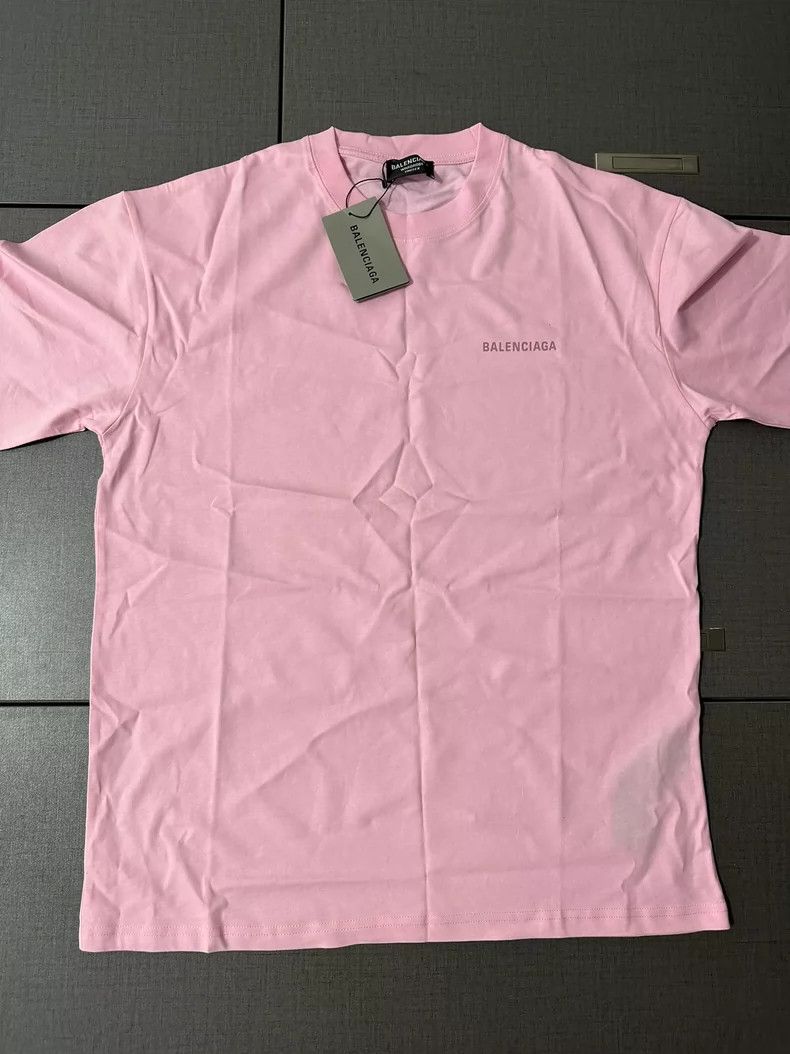 Balenciaga Balenciaga Pink classic basic T-shirt with small logo prin Size US XS / EU 42 / 0 - 1 Thumbnail