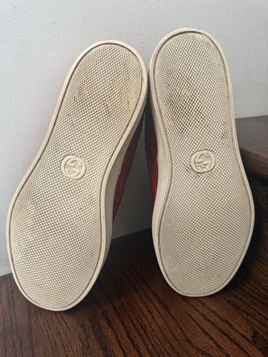 Gucci Dublin Rhombus Quilted Red GG Leather Slip On Sneakers Size US 6.5 / EU 39-40 - 8 Thumbnail