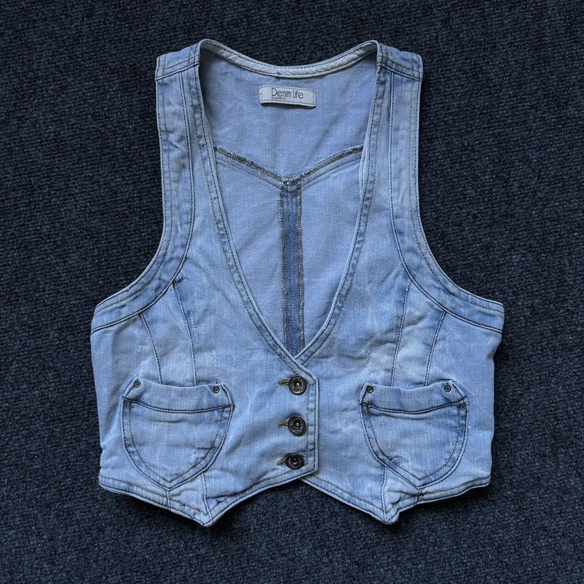 Hypebeast VTG Women’s Denim Vest By Pimkie Size M Y2K 00s USA Hype Size M / US 6-8 / IT 42-44 - 2 Thumbnail