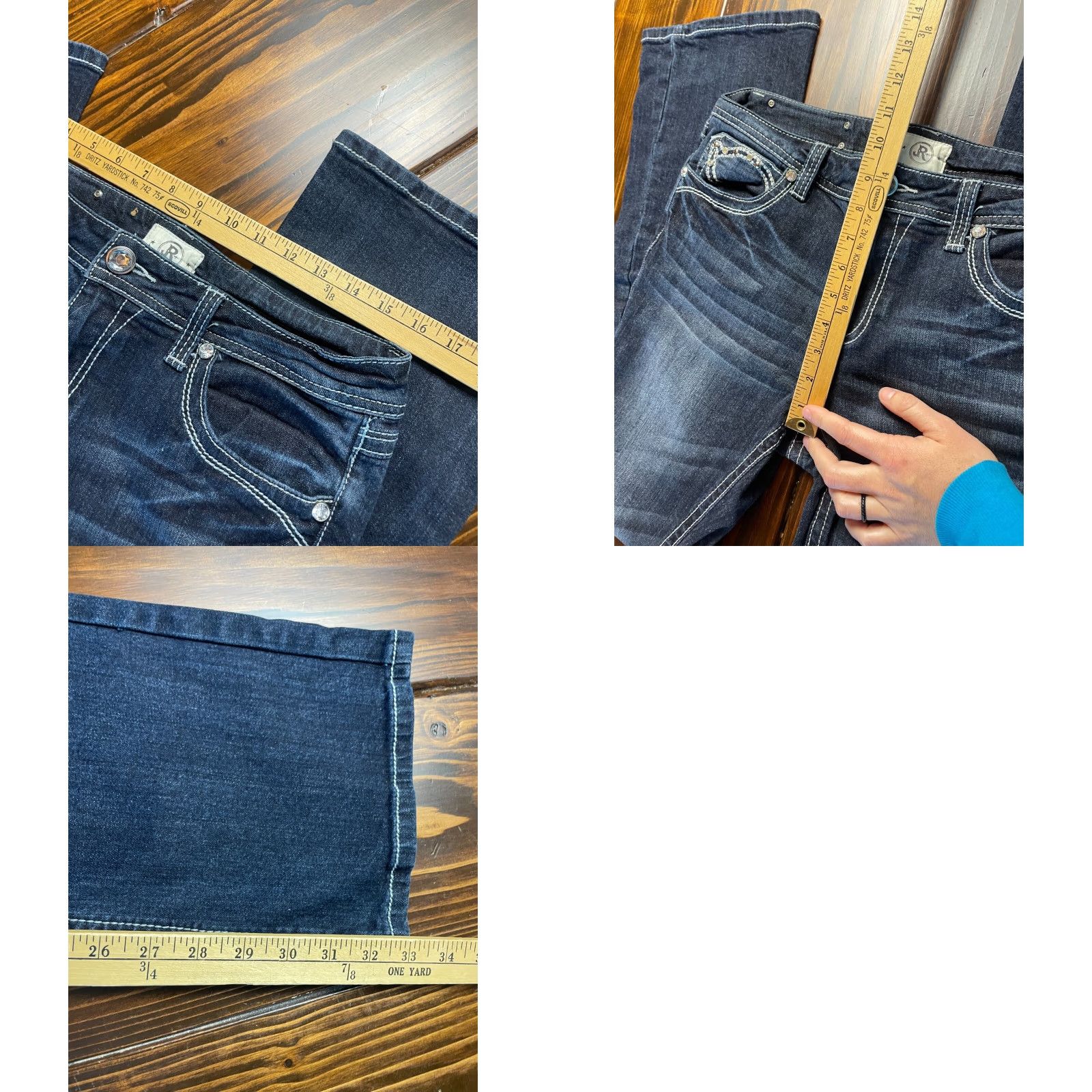 Denime Realco Jeans Women's 30 Black Jeweled Denim Straight Relaxed Fit Jeans Menstrual? Size 24" / US 00 / IT 34 - 8 Thumbnail
