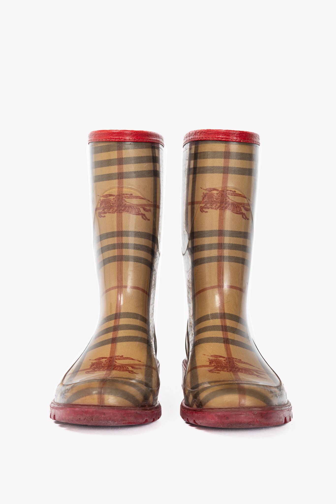 Burberry Burberry Splash Mid Haymarket Leather Rainboots Size US 6.5 / IT 36.5 - 2 Thumbnail