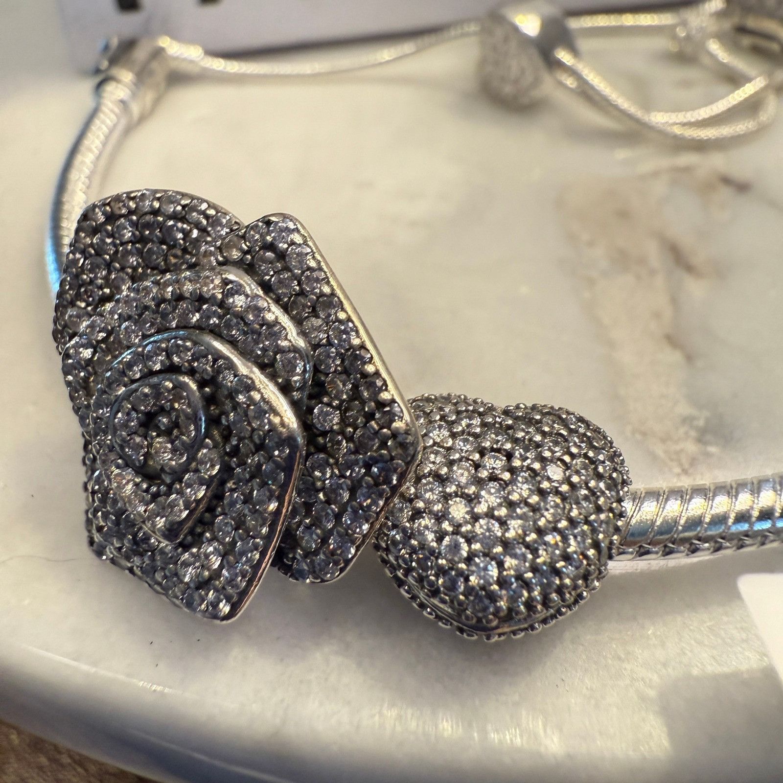 pandora Pandora Genuine Silver SLIDER Chain Bracelet, Sparkling Rose Size ONE SIZE - 2 Thumbnail