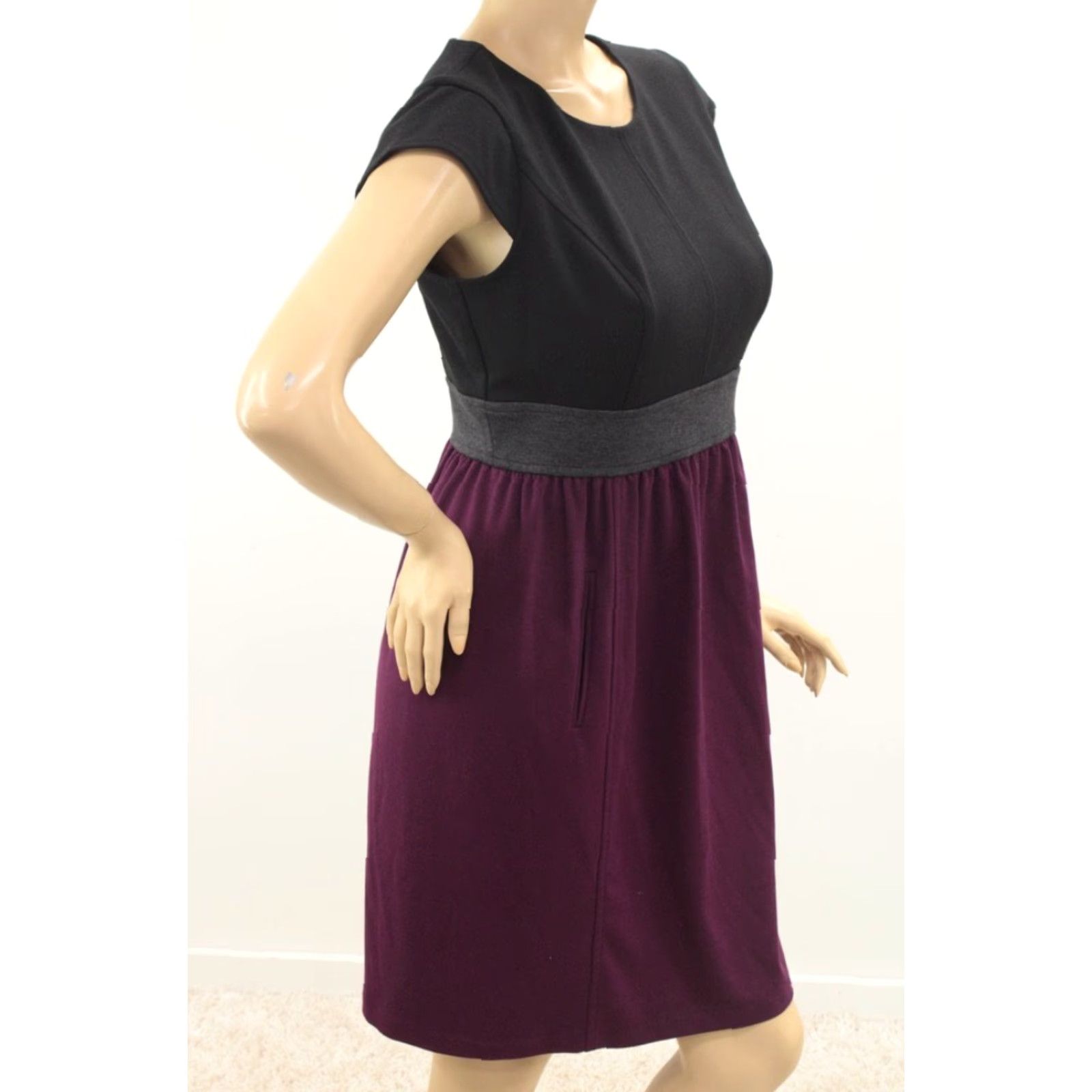 Oleg Cassini Oleg Casini Dress Women's 10 Black & Purple Exposed Zip Bohemian Party Old Money Boho Size L / US 10 / IT 46 - 4 Thumbnail