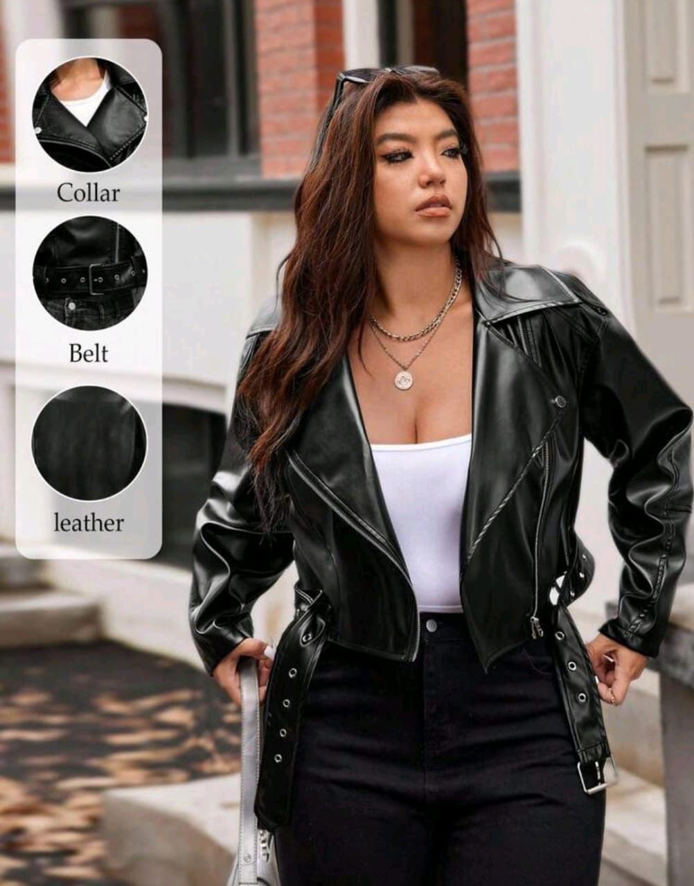 Other Women’s Black Leather Biker Jacket – Cropped Fit 🖤🔥 Size S / US 4 / IT 40 - 1 Thumbnail