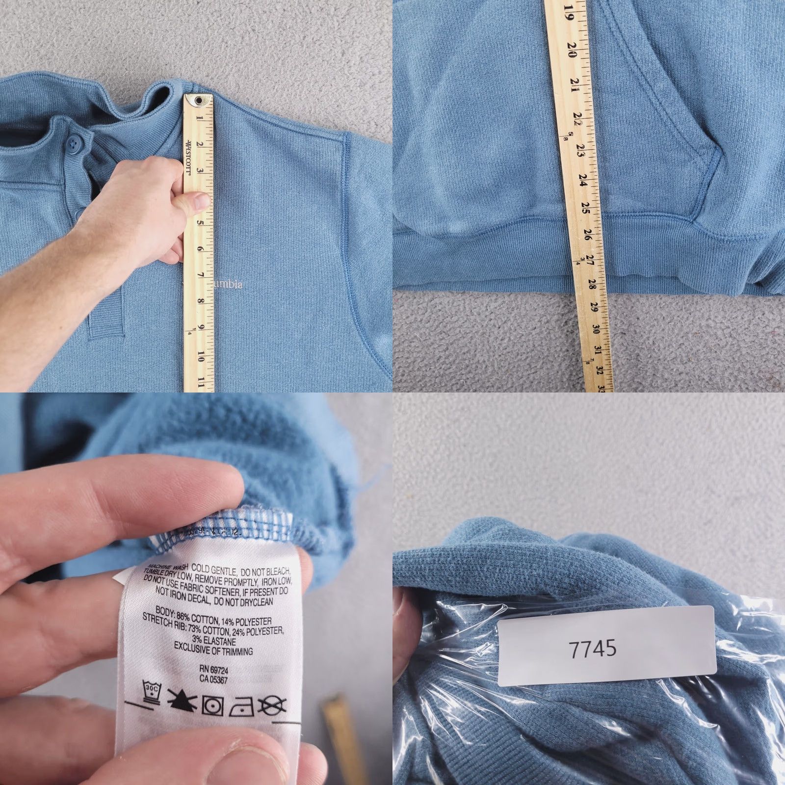 Vintage Columbia Sweatshirt Mens Large Blue Henley Knit Pullover Sweater Size US L / EU 52-54 / 3 - 8 Thumbnail