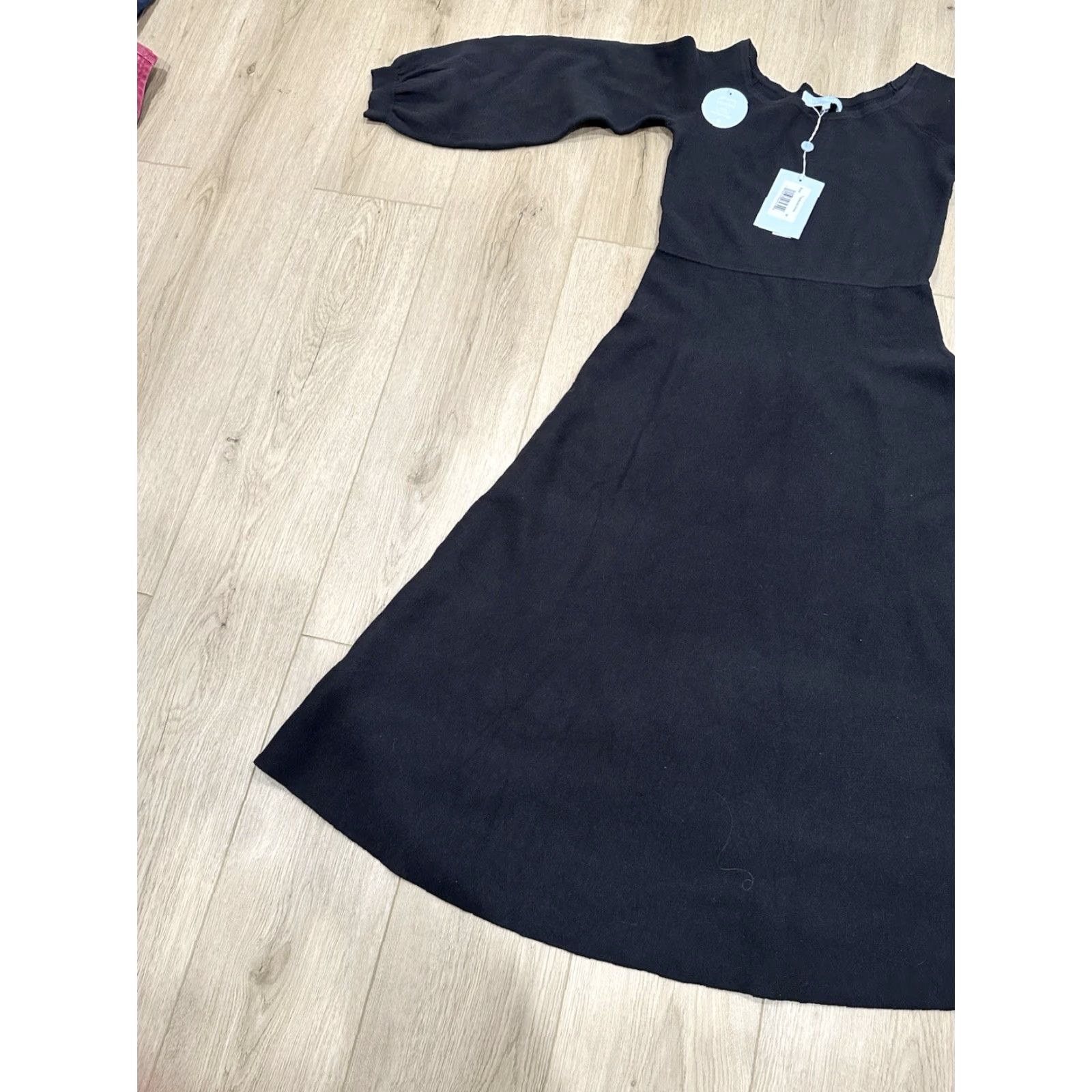 Vintage Hill House NWT Dress Black Sweater Knit Midi Long Sleeve Elegant Medium Size M / US 6-8 / IT 42-44 - 3 Thumbnail