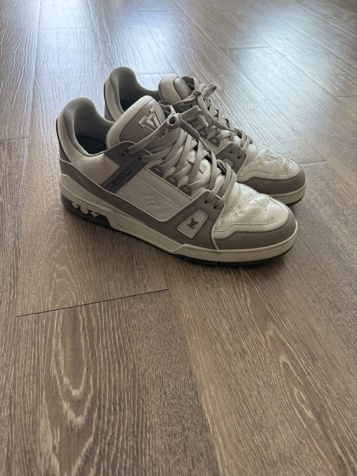 Pre-owned Louis Vuitton X Virgil Abloh Louis Vuitton White Grey Monogram Trainer Sneaker