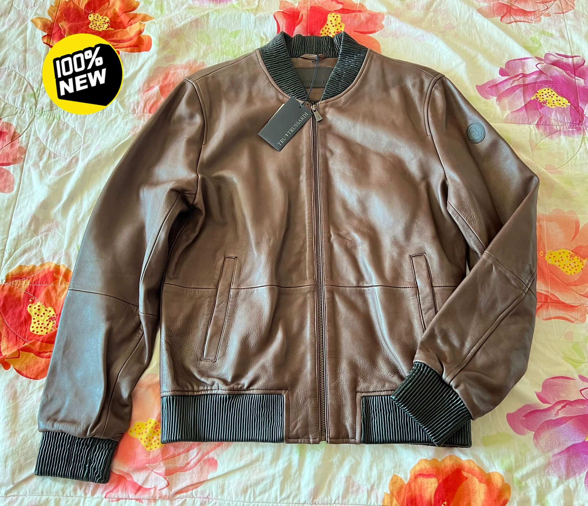 Trussardi Trussardi Men's Leather Jacket Size US L / EU 52-54 / 3 - 1 Thumbnail