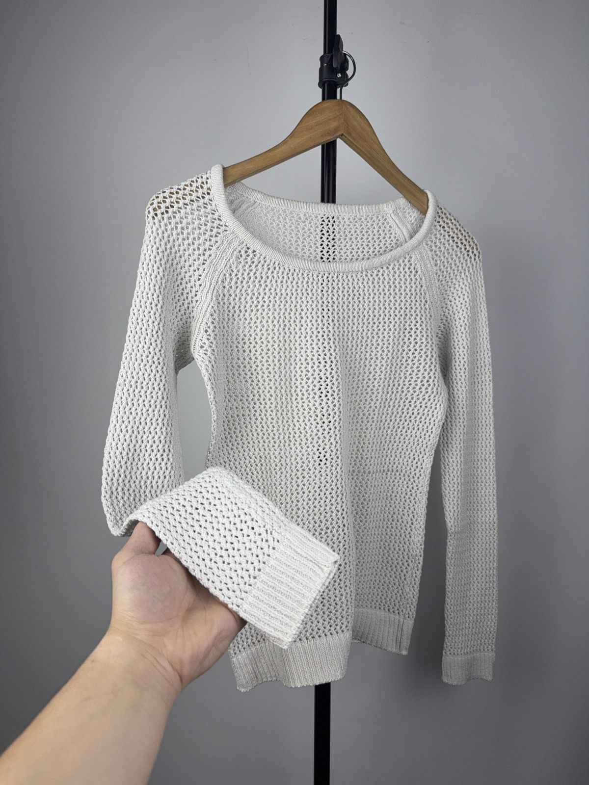 Japanese Brand × Vintage Vintage 90s Y2K Japanese Avant Garde knit mesh sweatshirt Size S / US 4 / IT 40 - 4 Thumbnail