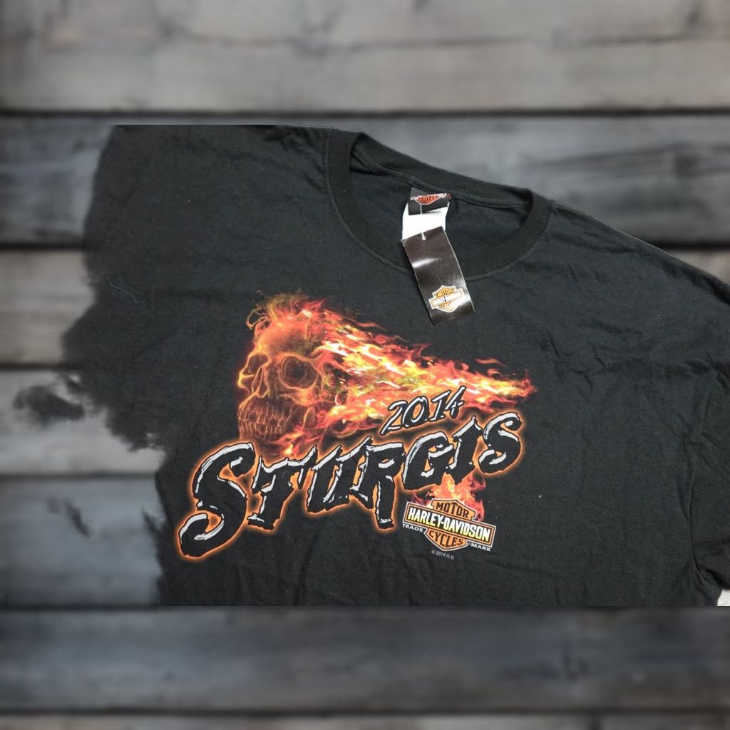 Harley Davidson Harley-Davidson Shirt Mens 2XL Black South Dakota Sturgis Flames Graphic Print Crew Neck T-Shirt Mens Size US XXL / EU 58 / 5 - 1 Thumbnail