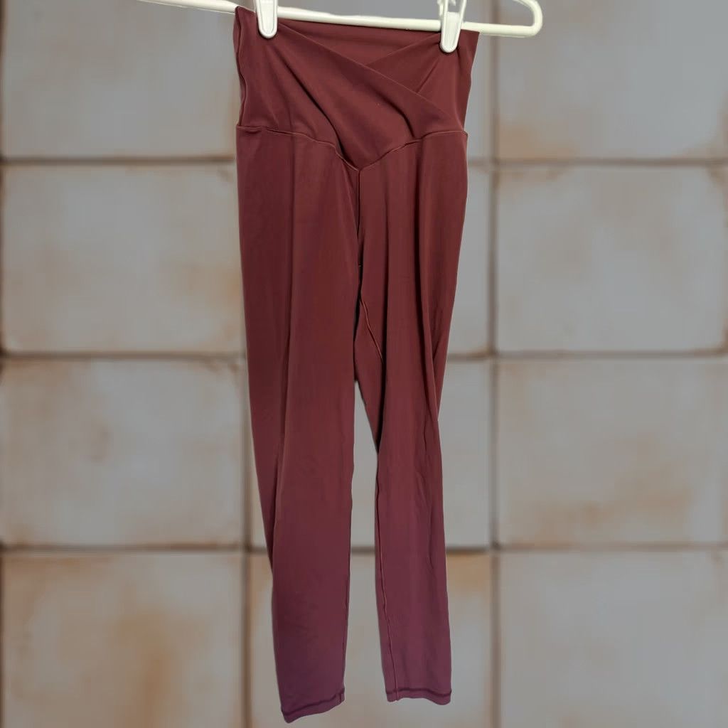 Aerie Crossover Leggings Womens Small Mauve Plum V-Waist High Rise Activewear, Women's (Size 28)