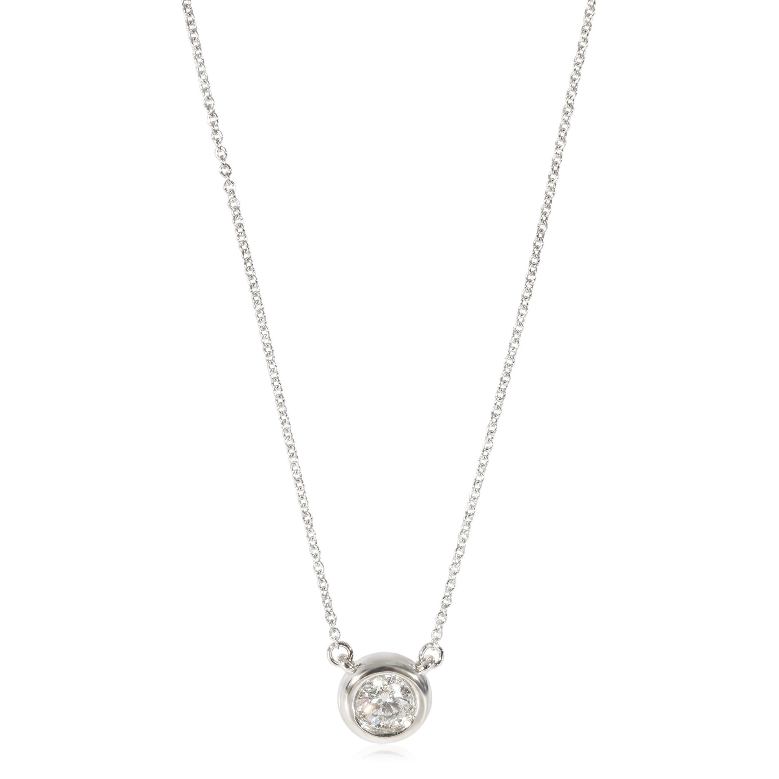 image of Tiffany Co Diamond Bezel Set Necklace In 14K White Gold (0.52 Ctw), Women's