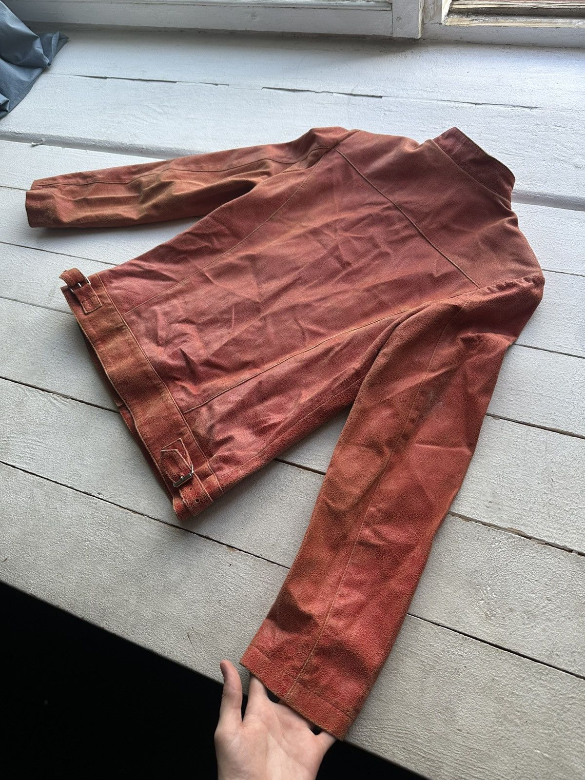 Other 🚨Y2K RICK OWENS TYPE DIRTY SLIM FIT ZIP LEATHER JACKET Size XS / US 0-2 / IT 36-38 - 10 Thumbnail