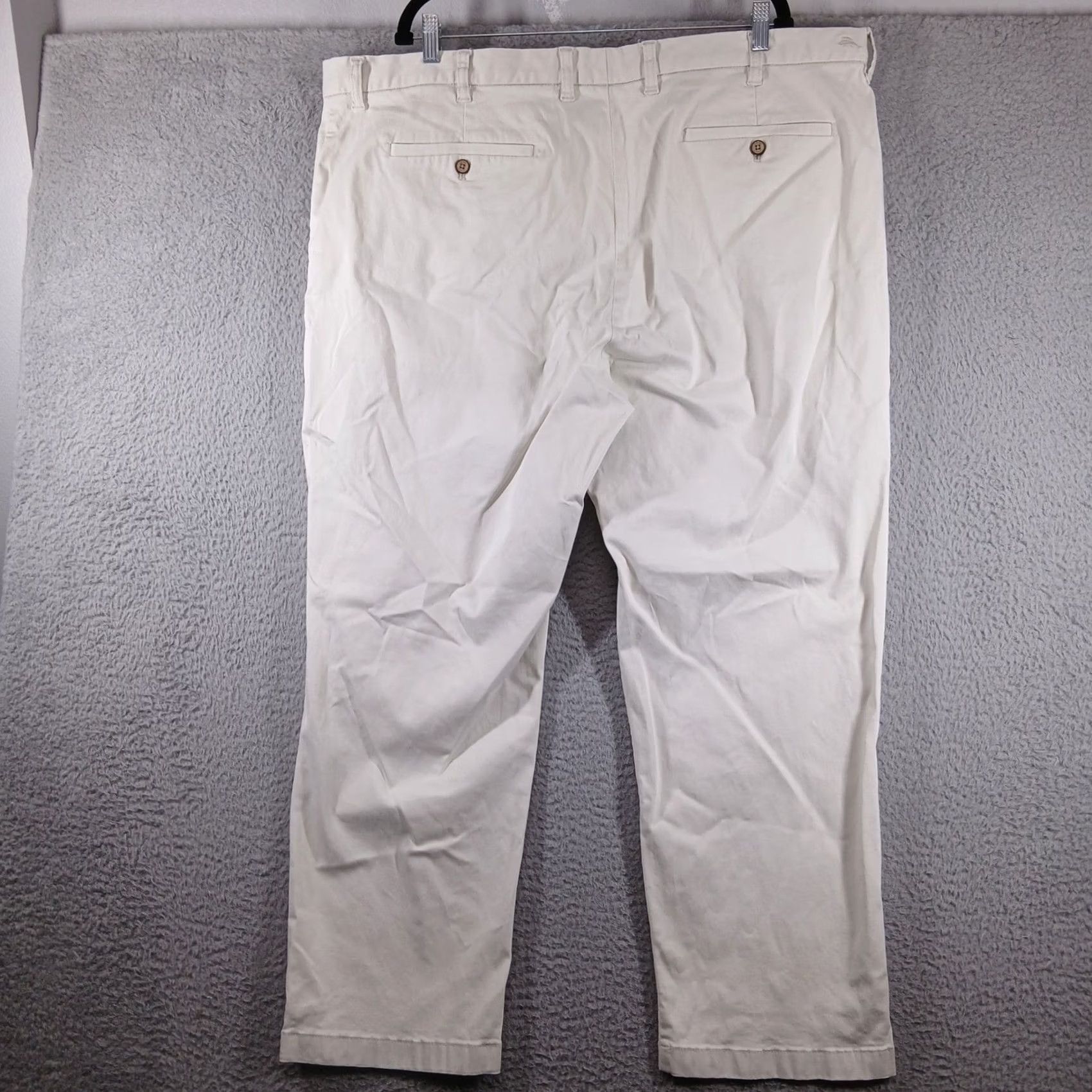 Tommy Bahama Tommy Bahama Boracay Chino Pants Cotton Blend Stretch 46x30 Khaki Stone Casual, Travel Mens Big & Tall 46 Ivory Solid 90s Era Not Applicable Size US 30 / EU 46 - 3 Thumbnail