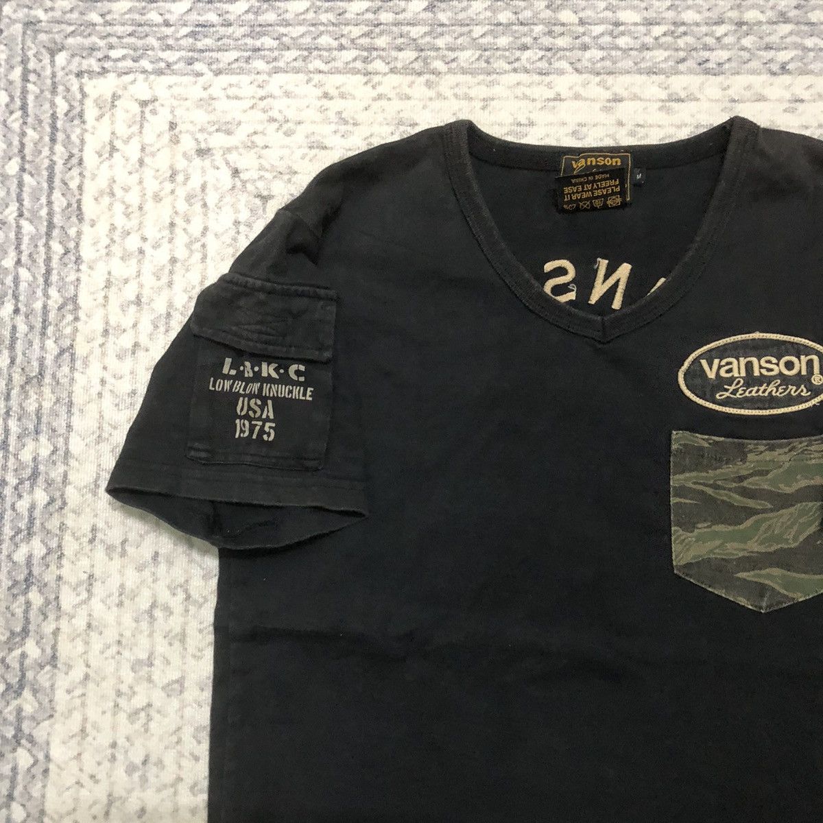 Japanese Brand × Seditionaries × Vanson Leathers Rare Sunfaded Vanson Cottons Camouflage Pocket Tees Size US XS / EU 42 / 0 - 2 Thumbnail
