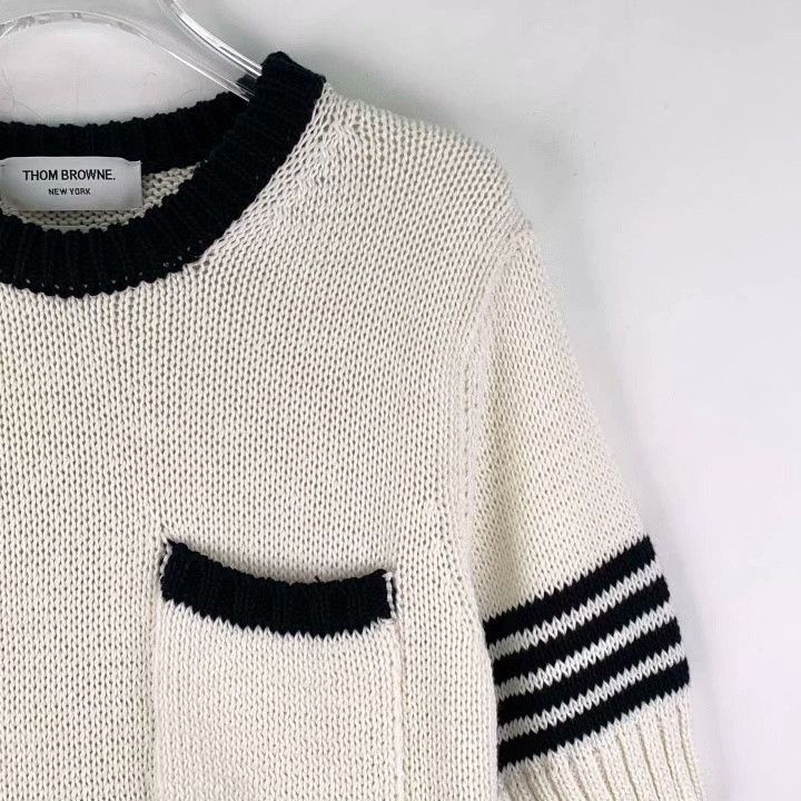 Thom Browne Thom Browne Classic 4-Bar Cotton Crewneck Sweater Size US XS / EU 42 / 0 - 3 Thumbnail
