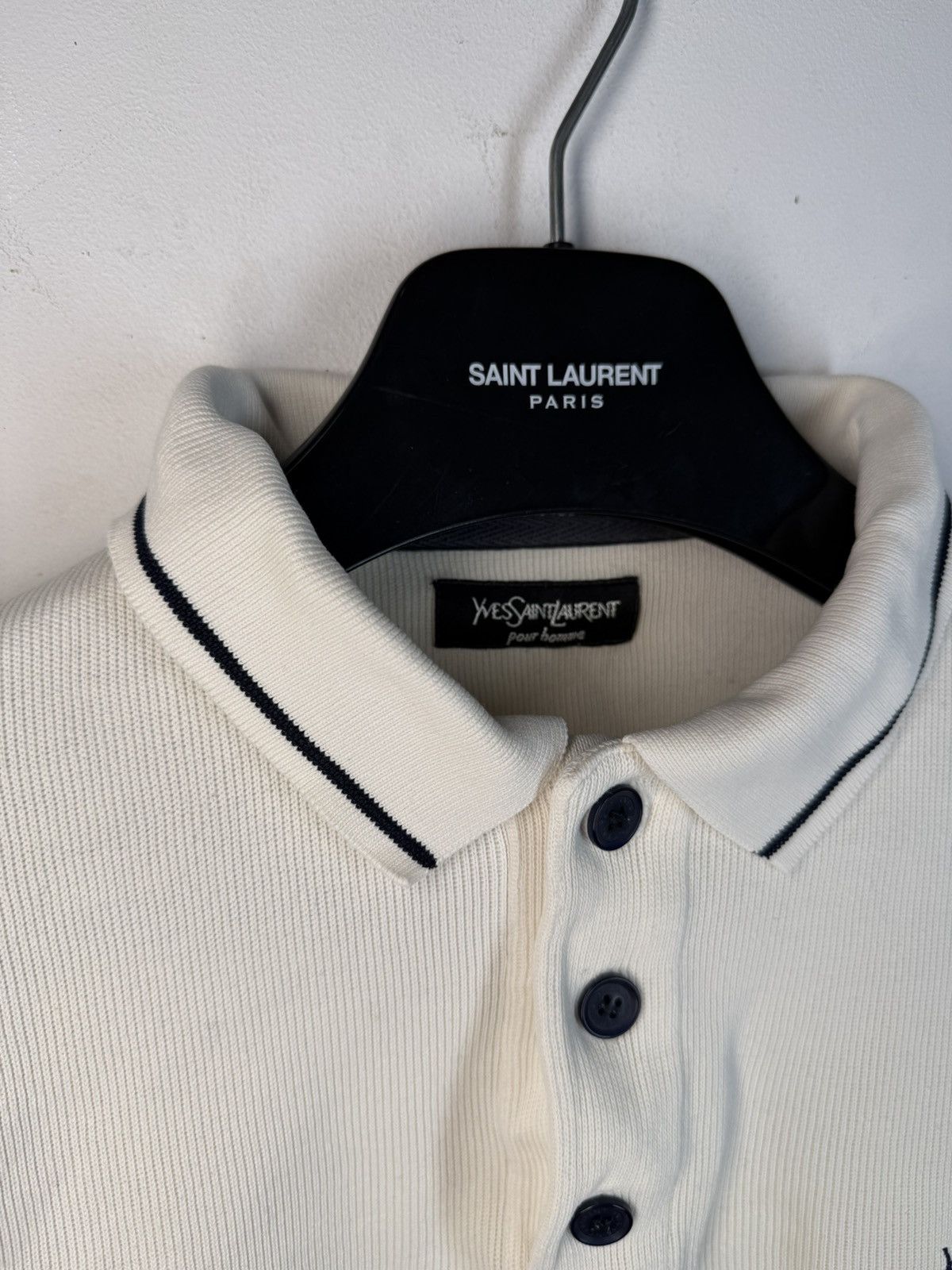 Yves Saint Laurent 90s YSL Sweatshirt White/Sweater Vintage Quarter Zip Up Size US L / EU 52-54 / 3 - 17 Thumbnail