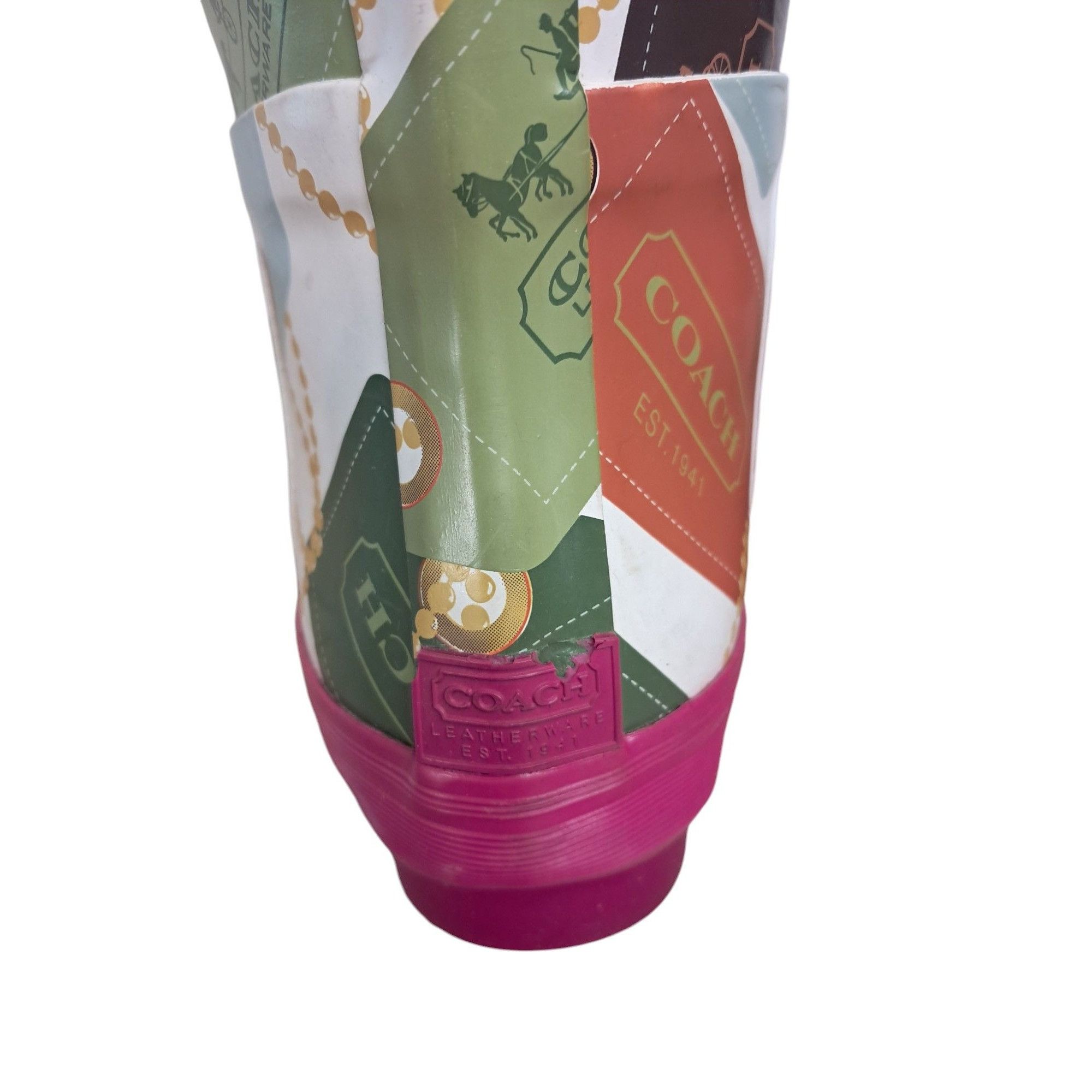 Coach Pammie Multicolor Decorative Hang Tag Rain Boots