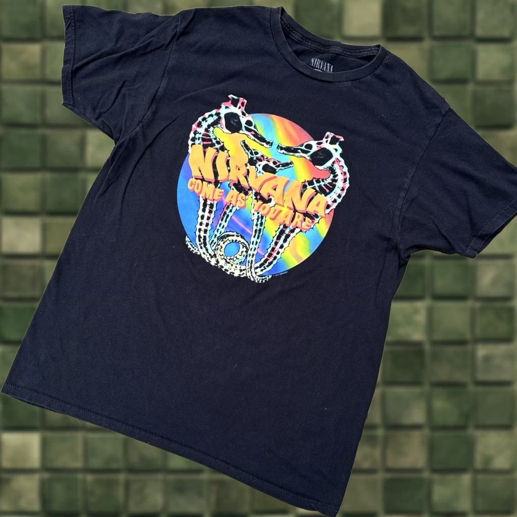 Vintage Nirvana Band T Shirt Come As You Are Seahorse Grunge Black L Mens Size US L / EU 52-54 / 3 - 1 Thumbnail