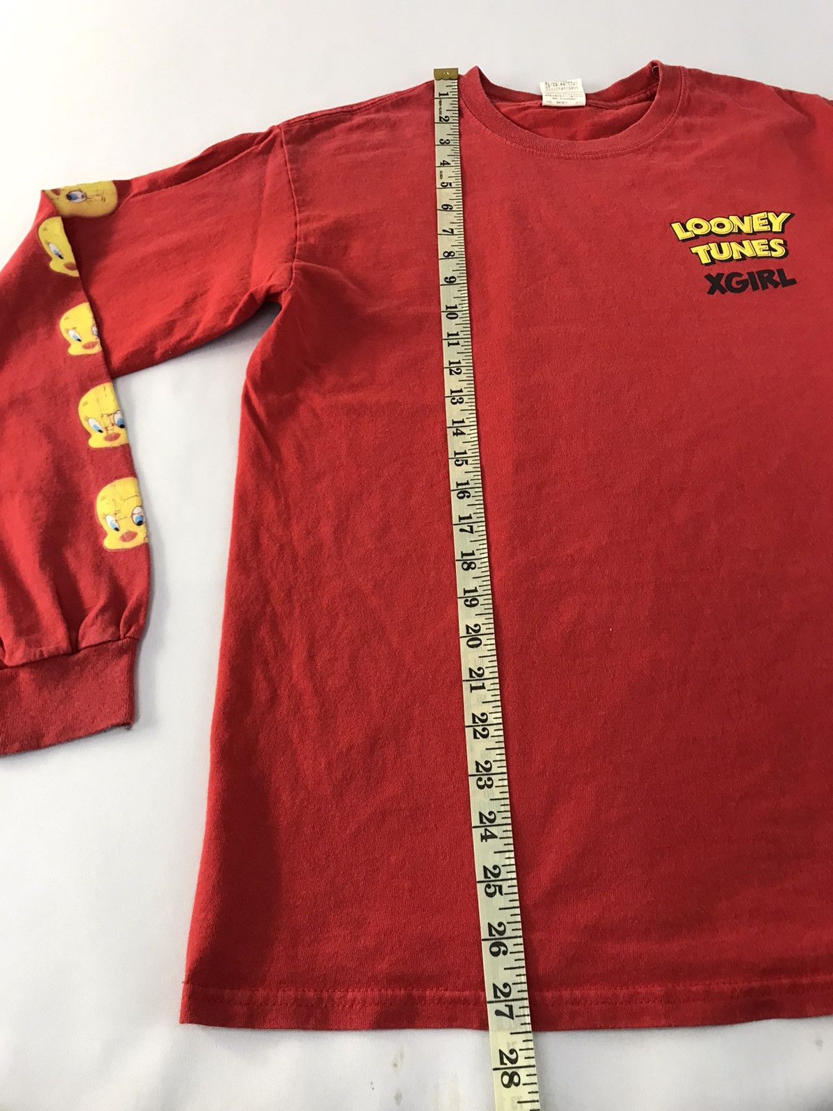 Japanese Brand X-Girl X Looney Tunes Tweety Spell Out Side Tape Sleeve Tee Size US M / EU 48-50 / 2 - 12 Thumbnail