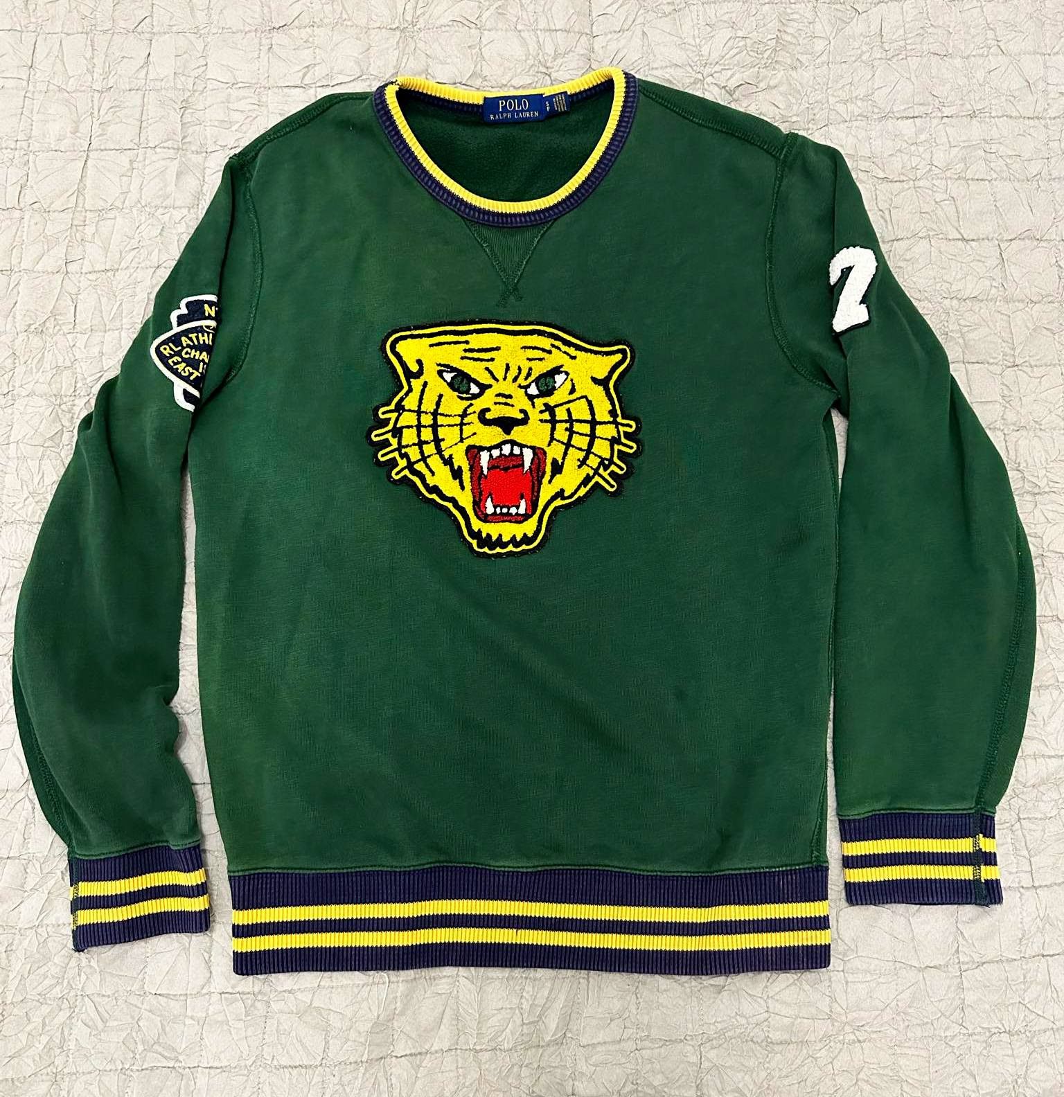 image of Polo Ralph Laurent Tiger Head Varsity Sweatshirt S in Green, Men's (Size Small)