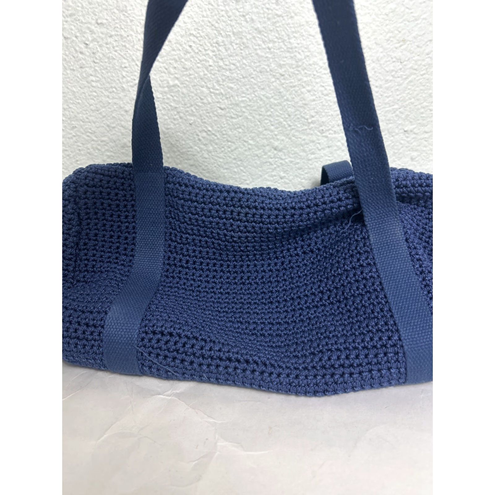 The Sak The Sak Navy Blue Knit Small Duffle Bag Tap Handles Strap Womens Duffle Bag 13x8x8 Cotton Knit Navy Small Size ONE SIZE - 3 Thumbnail