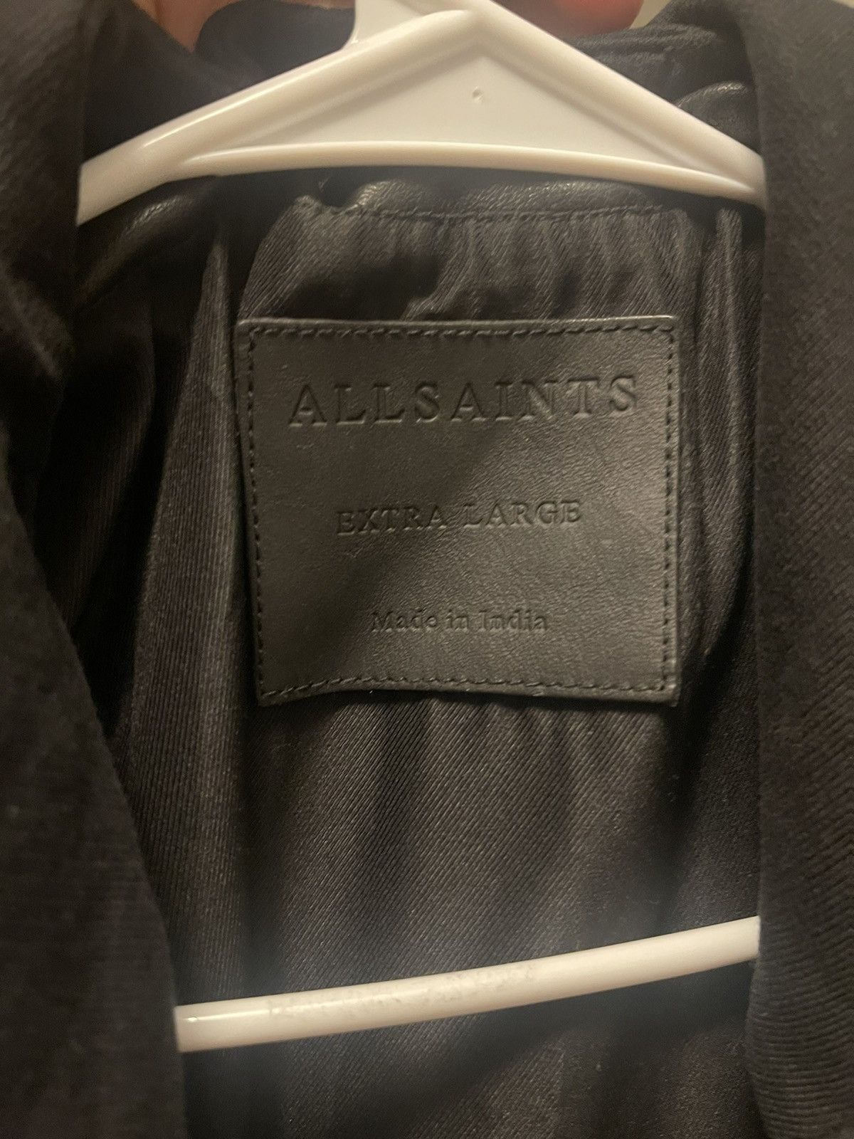 image of Allsaints Cobden Leather Biker Jacket in Black, Men's (Size XL)