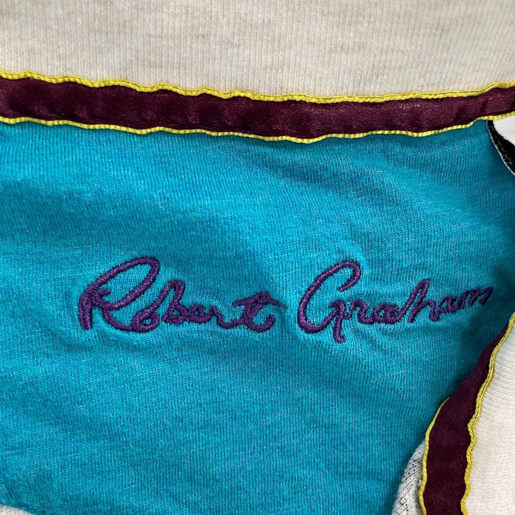Robert Graham VINTAGE Robert Graham Polo Shirt Men Adult Large White Geometric Music Cars 90s Size US L / EU 52-54 / 3 - 6 Thumbnail