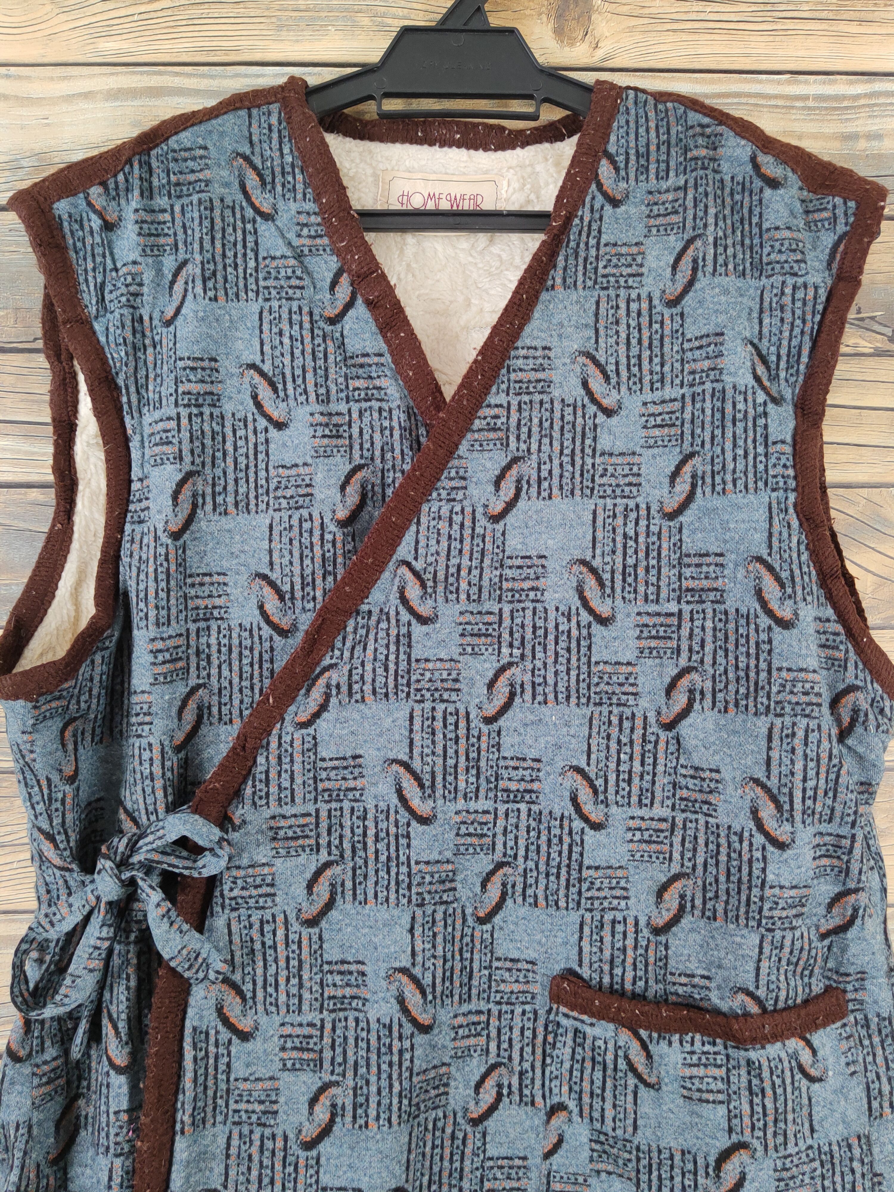 Japanese Brand × Vintage Retro Vintage Design by Home Wear Blue Kimono Vests Size M / US 6-8 / IT 42-44 - 2 Thumbnail