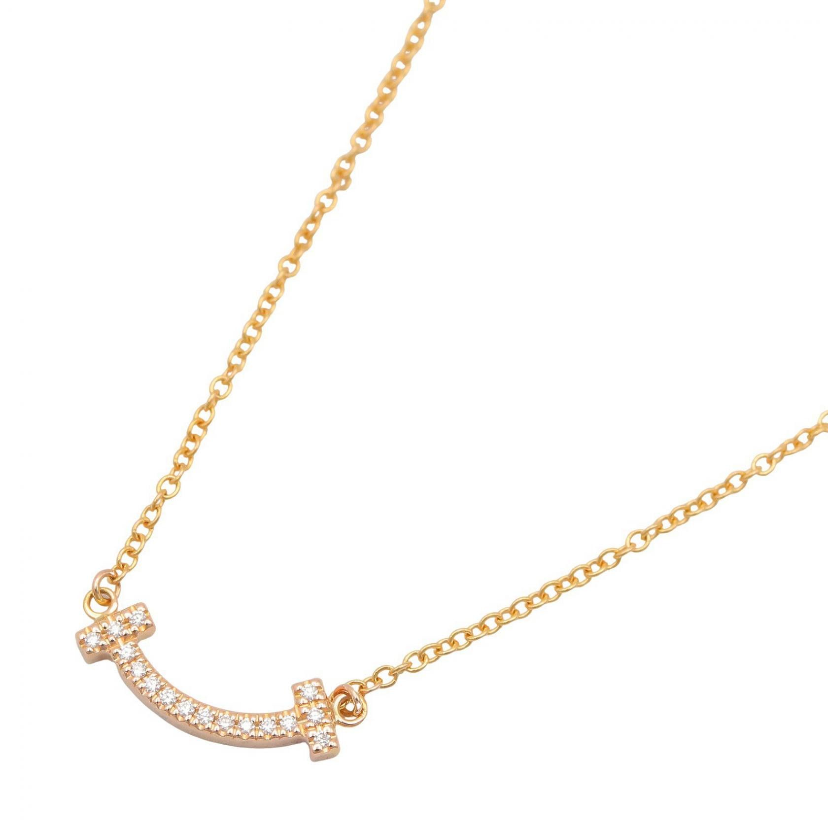 Tiffany & Co. Tiffany & Co. Tiffany & Co. T Smile Mini Au750 Diamond Necklace Precious Metal Necklace DUTY FREE for USA Size ONE SIZE - 1 Thumbnail